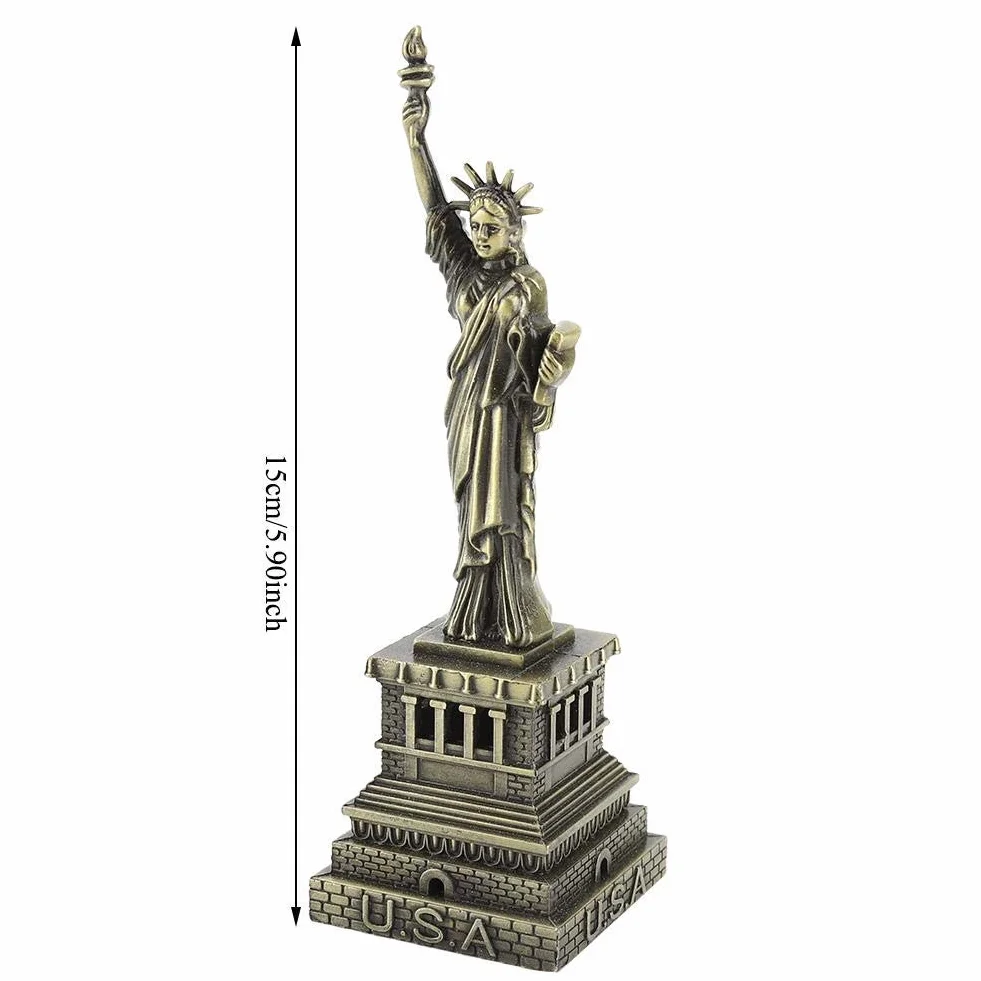 Metalowa Statua Wolności Dekoracyjna Miedź Figurka Nowego Jorku Pamiątka H: 15 cm