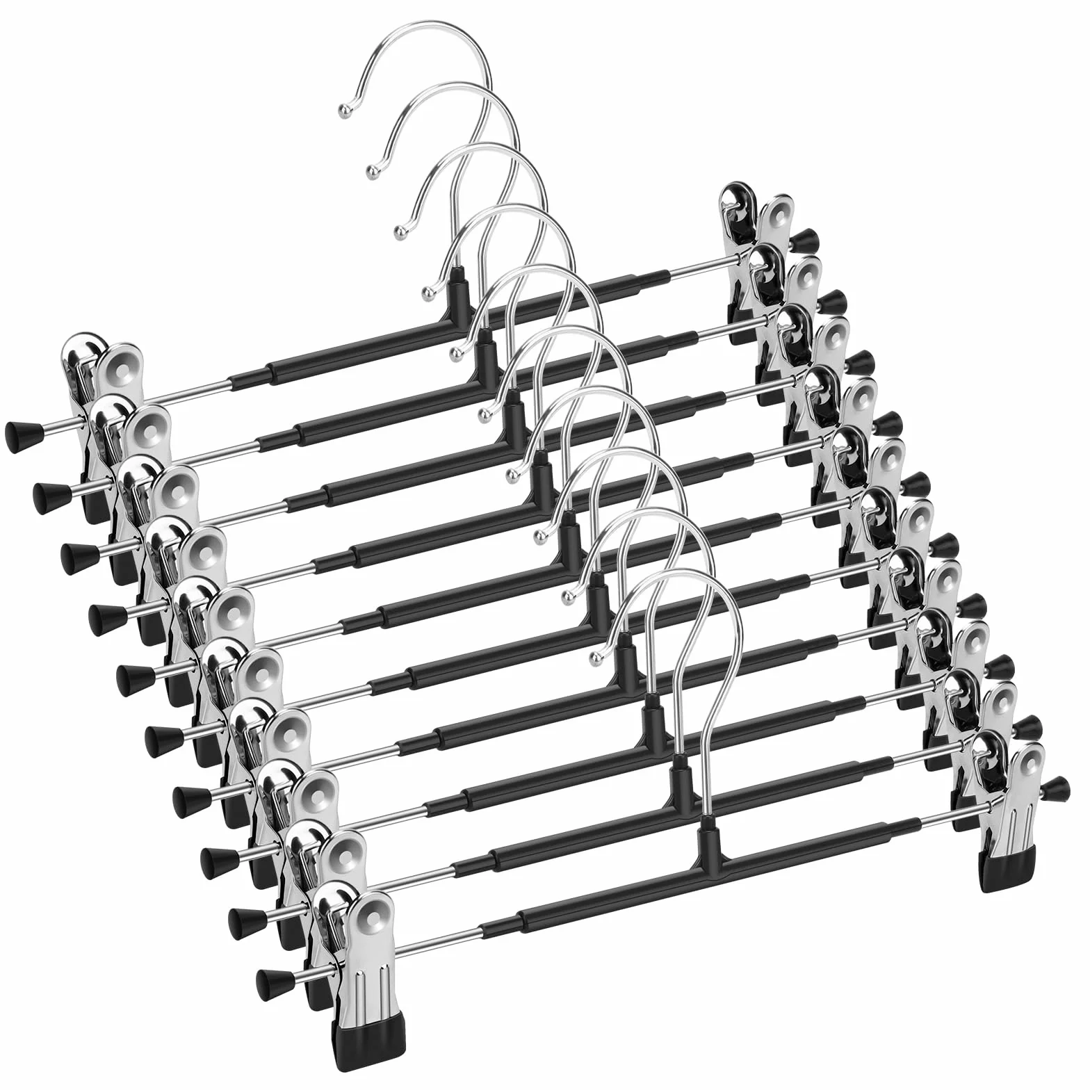 Metalowe wieszaki na spodnie z klipsami 30cm antypoślizgowe 10 sztuk