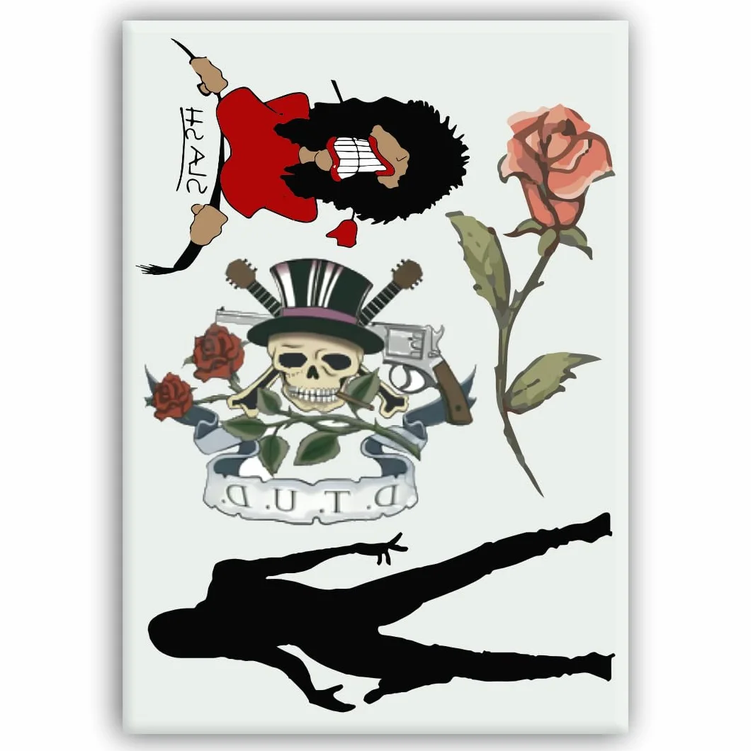 Zestaw tymczasowych tatuaży Slash - Guns N' Roses - Kostium - Karnawał - Halloween - Cosplay