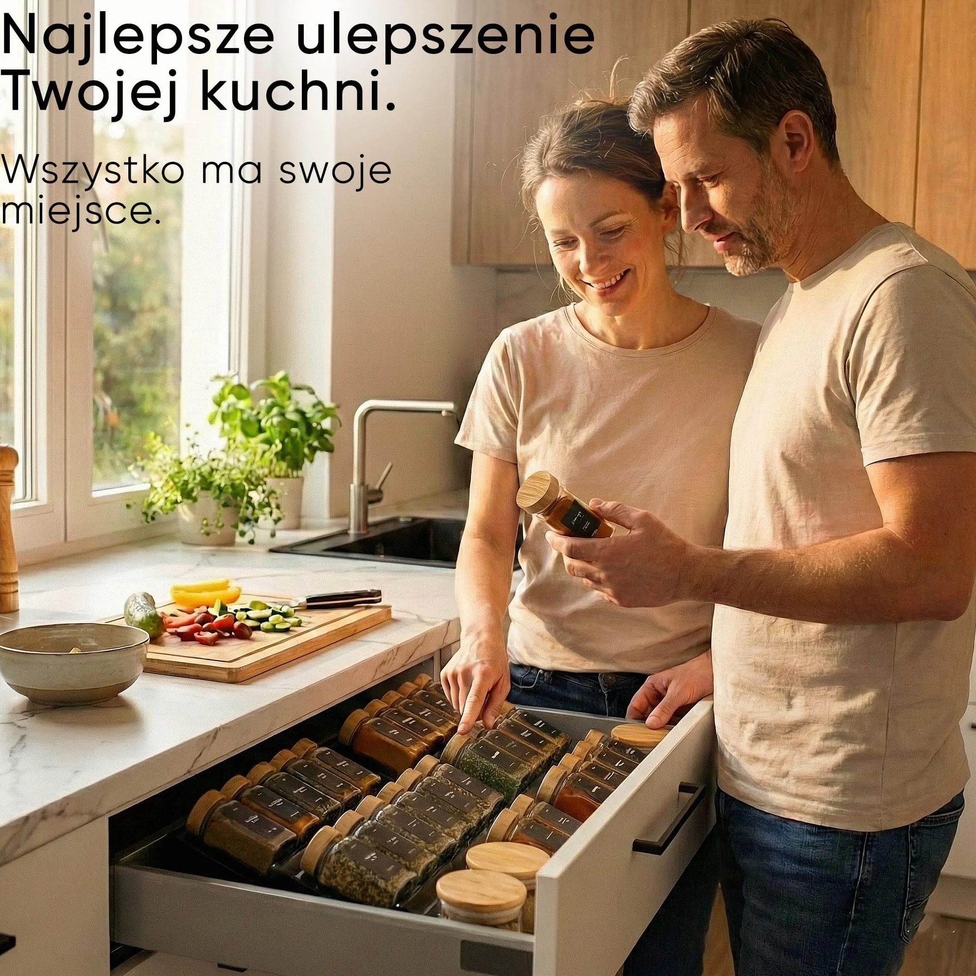 Deco Haus Organizer do Przechowywania Przypraw w Szufladzie 3 Poziomy Zestaw 24 Słoików 280 Etykiet