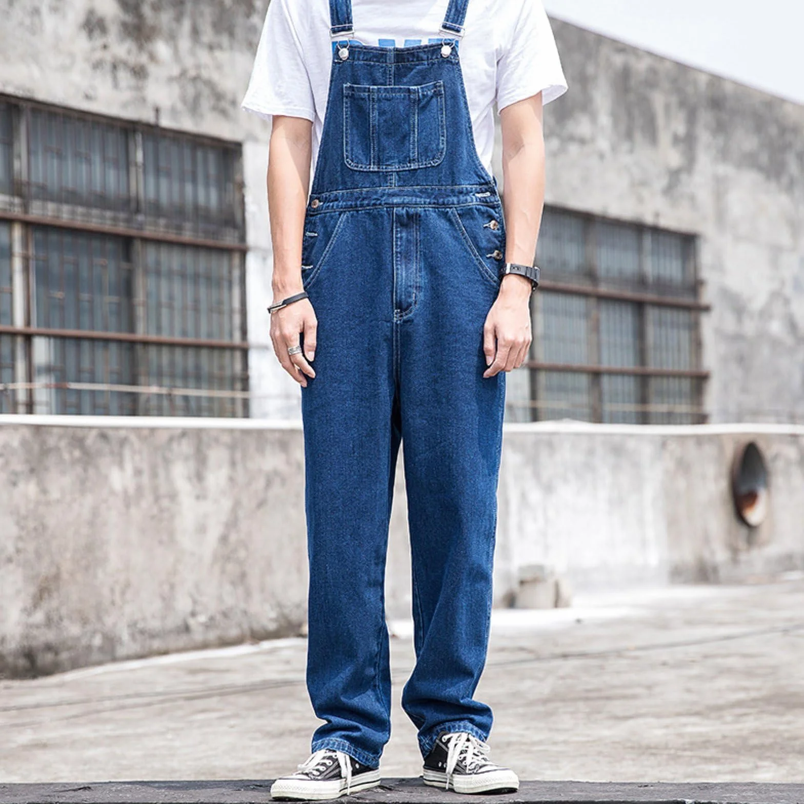 Męskie Ogrodniczki Denim Kombinezony na Szelkach Myte Casual Retro Cargo Jeans Kombinezony Regulowane Ramiączka Odzież Robocza Spodnie,Dark blue,XL