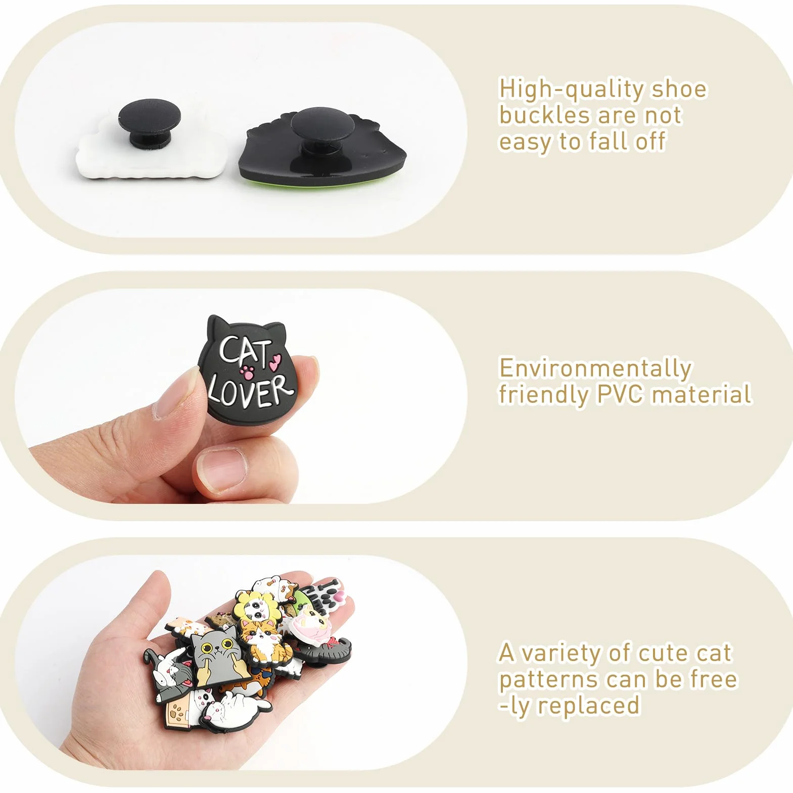 18 szt. Kreskówka kot buty charms szpilki do butów z PVC, DIY dekoracja dla dzieci, różne wzory, na imprezy i prezenty, wielokrotnego użytku i łatwe do przymocowania, non, PVC, Nie