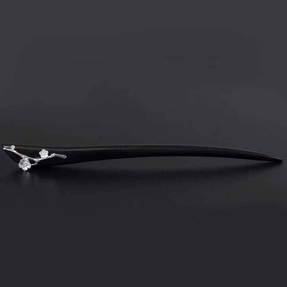 Hair stick,chinese hair pin,hair chopsticks,Hair Chopsticks,S925 Silver Hair Sticks for Buns,Plum Bossom Hair Chopsticks Elegant Hair Pins Stick Chinese Classical Wooden Chopsticks