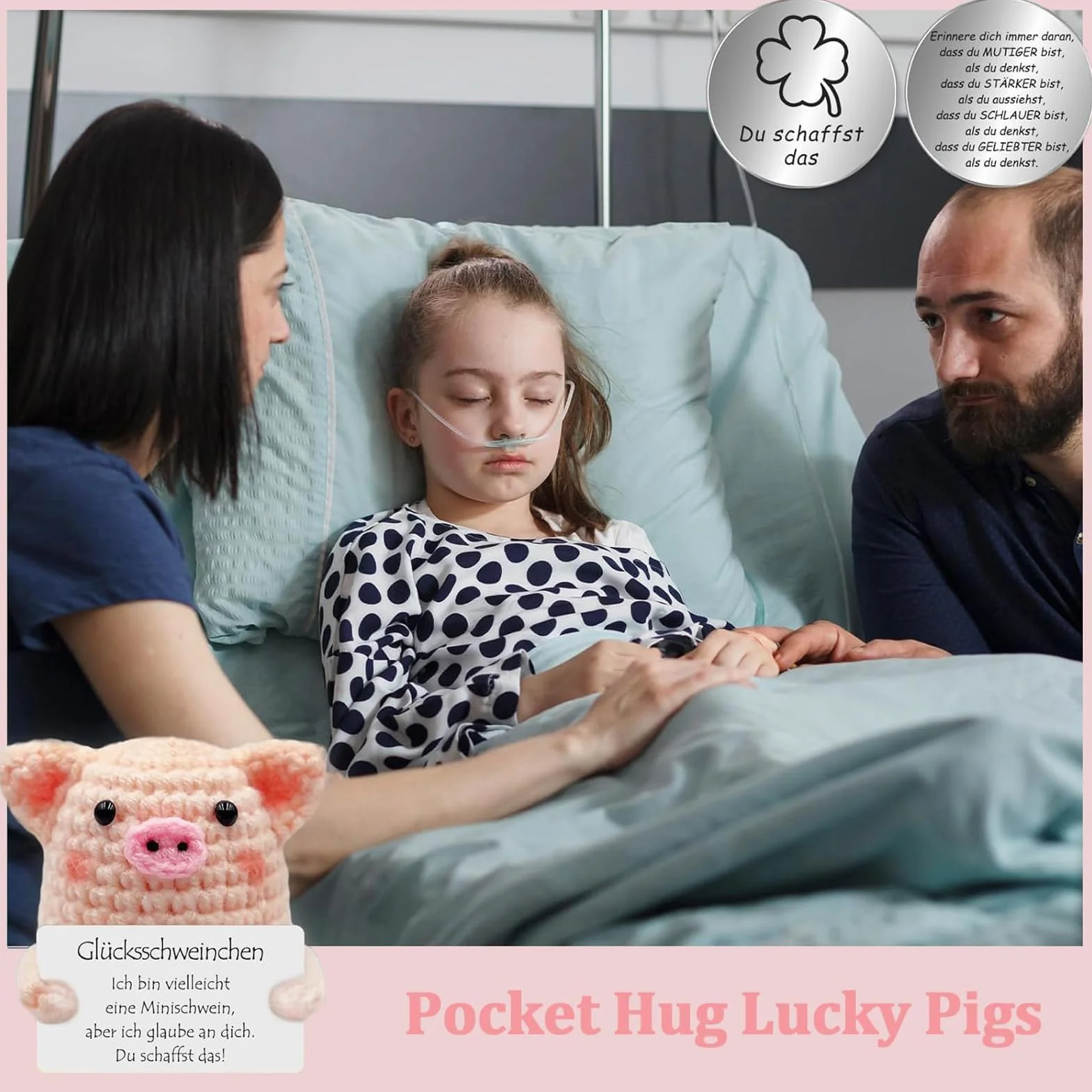 Pocket Hug świnka srebrny talizman szczęścia prezent na szczęście
