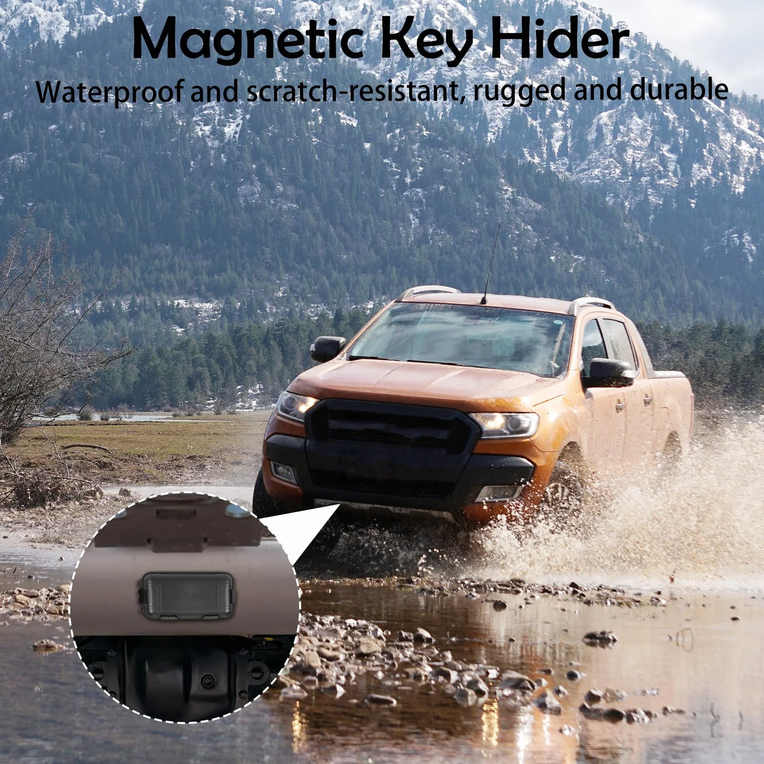 Magnetyczny uchwyt na klucze pod samochodem, ukryte magnetyczne pudełko na klucze, wodoodporne magnetyczne pudełko do przechowywania kluczy USB, czarny, Czarny, Jeden rozmiar