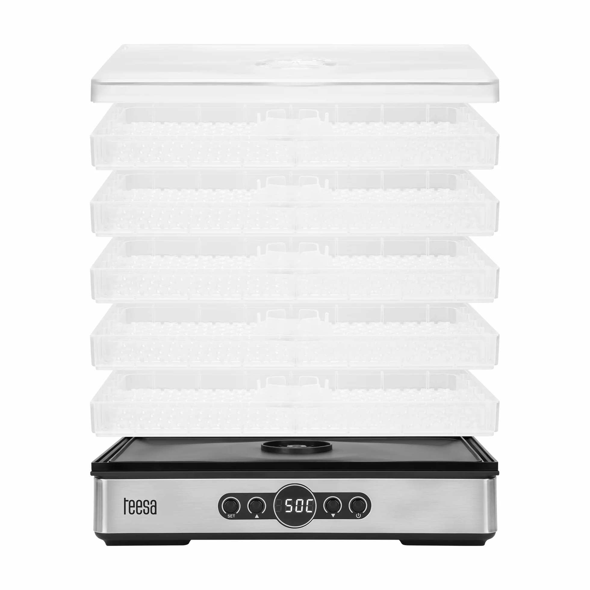Teesa Suszarka do Grzybów Warzyw Owoców 400W 5 Przezroczystych Sit LCD Termoobieg Regulacja Temperatury TSA3032