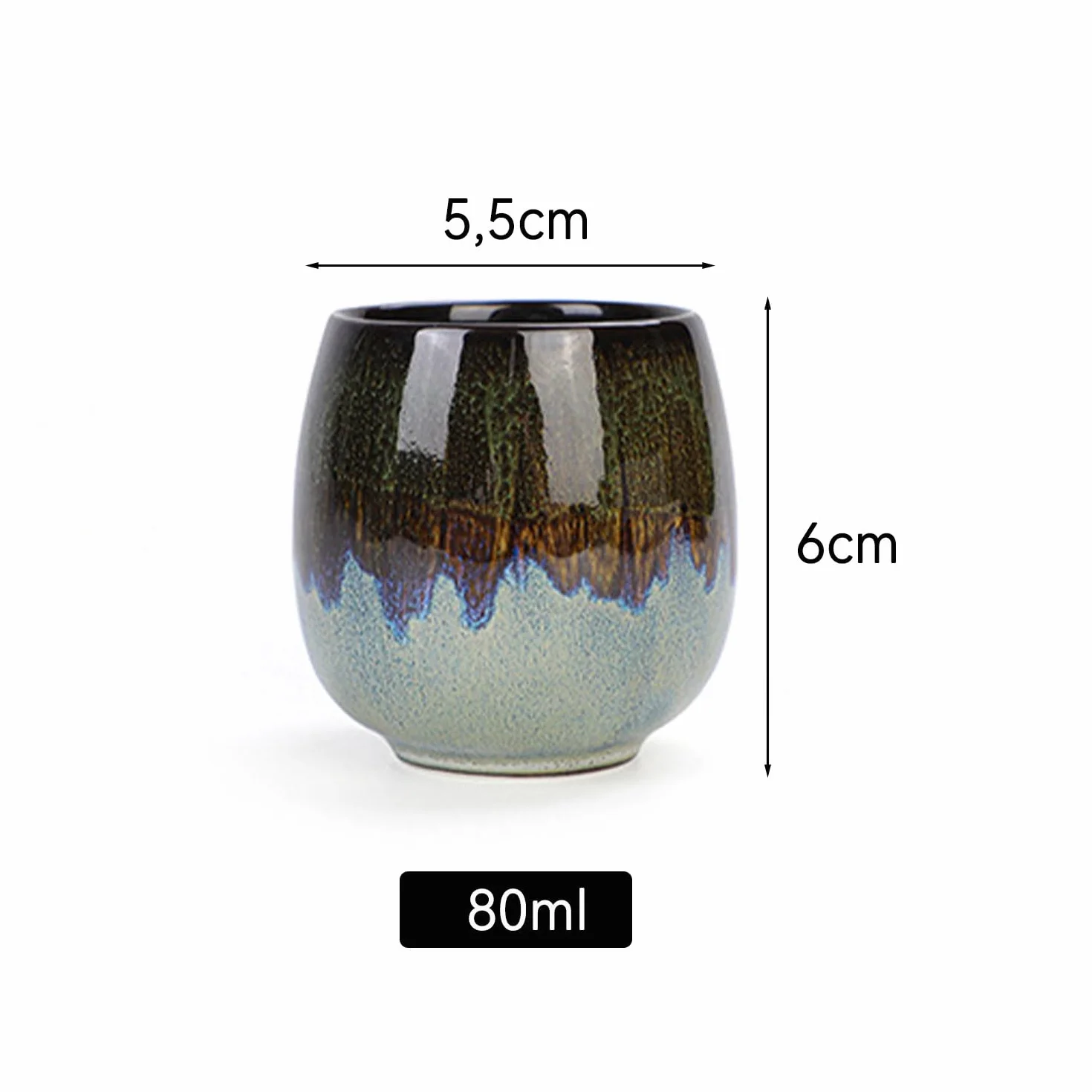 ERBO Filiżanki do espresso 80 ml ceramiczne zestaw 4 sztuk