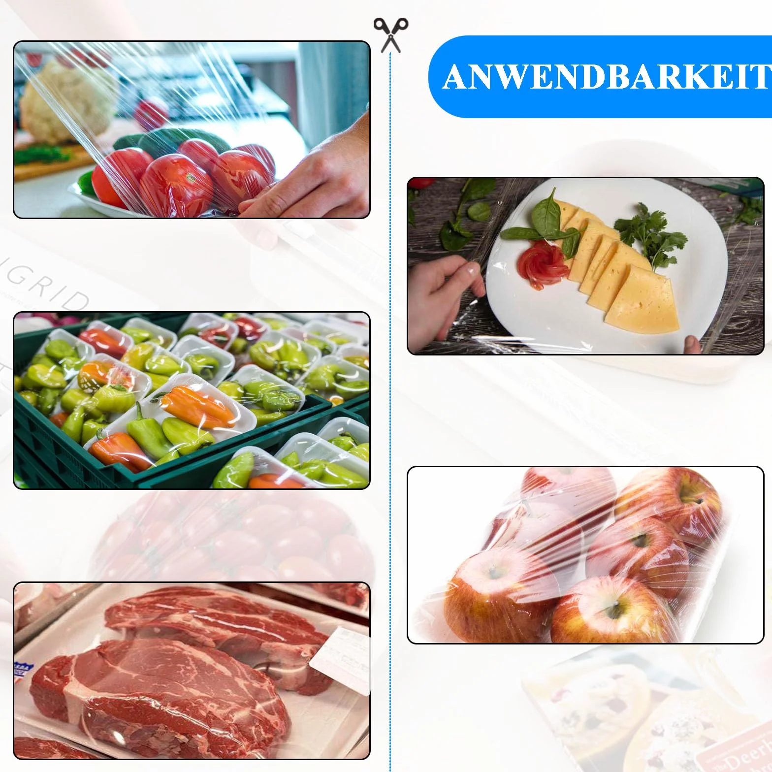 Gourmet 2 przecinarki do folii, dozownik folii z tworzywa sztucznego z przesuwnym nożem, krajalnica do folii spożywczej do kuchni, do folii spożywczej o długości ≤ 32 x 4,5 cm