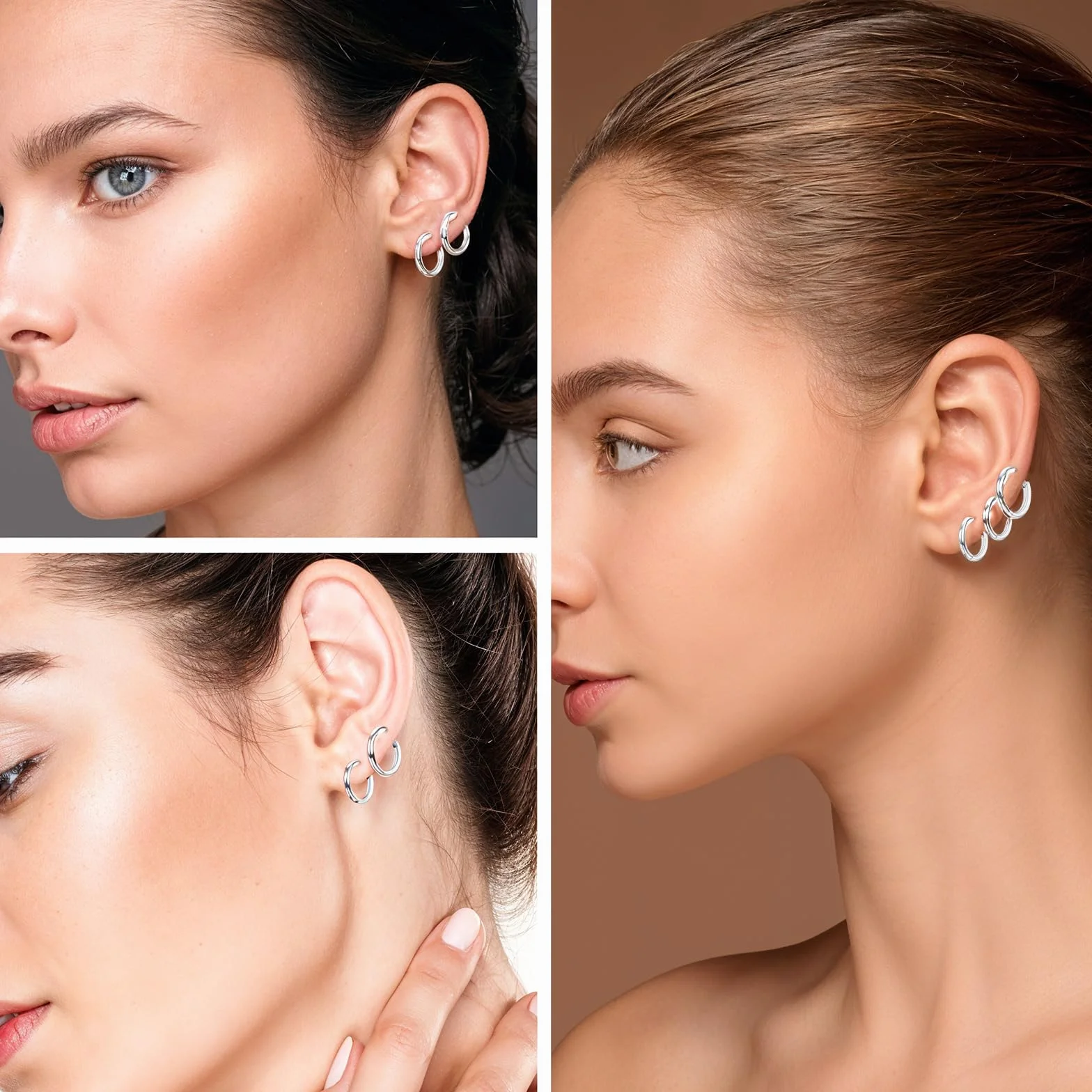 Nogeqi 5 par helix kolczyków do piercingu, srebrne, z stalicy, hipoalergiczne i lekkie