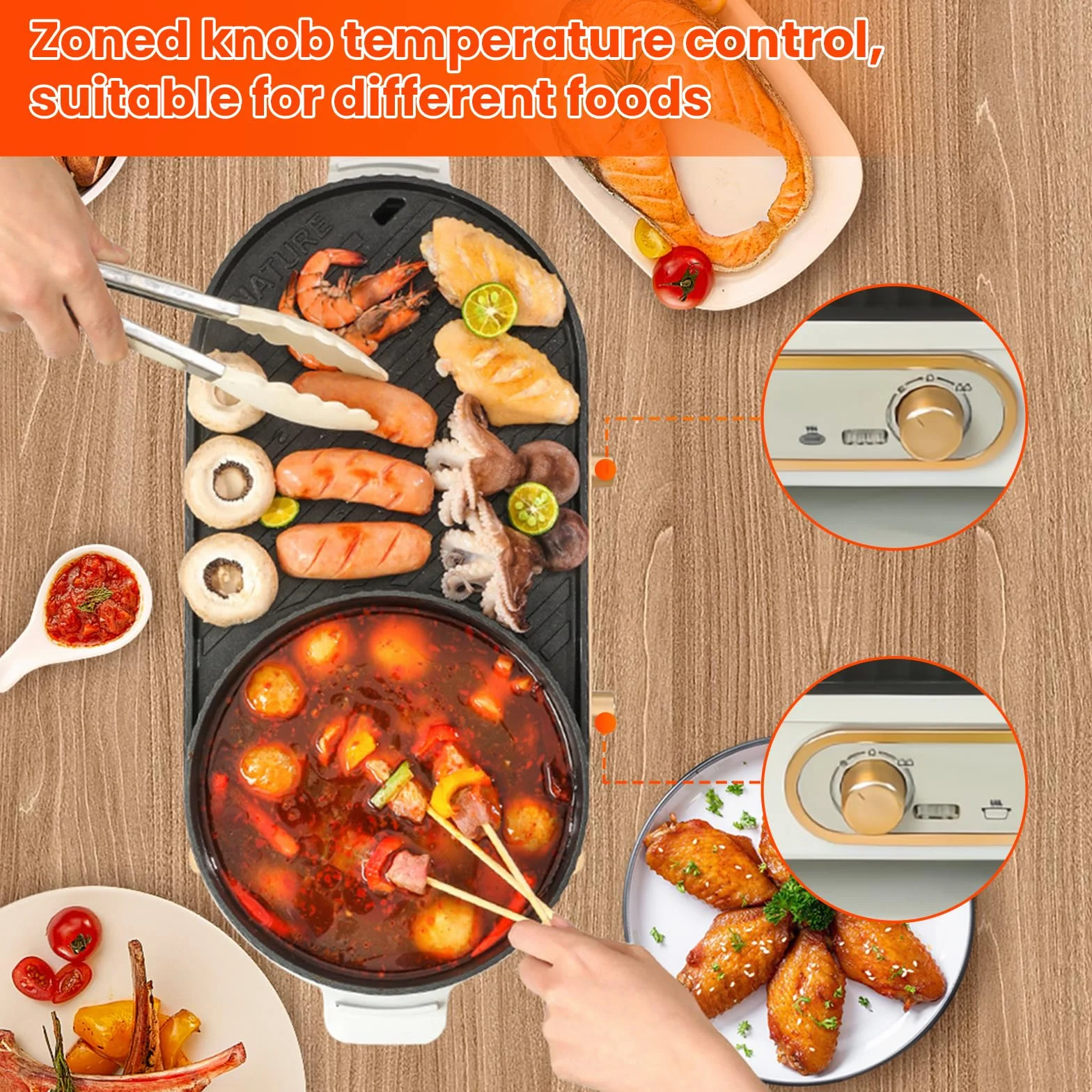 Elektryczny hot pot z grillem, 2 w 1 grill elektryczny, chiński garnek kuchenny, 220 V, 1700 W, elektryczny hot pots, koreański grill BBQ, na małe uroczystości rodzinne z trzema do sześciu osób