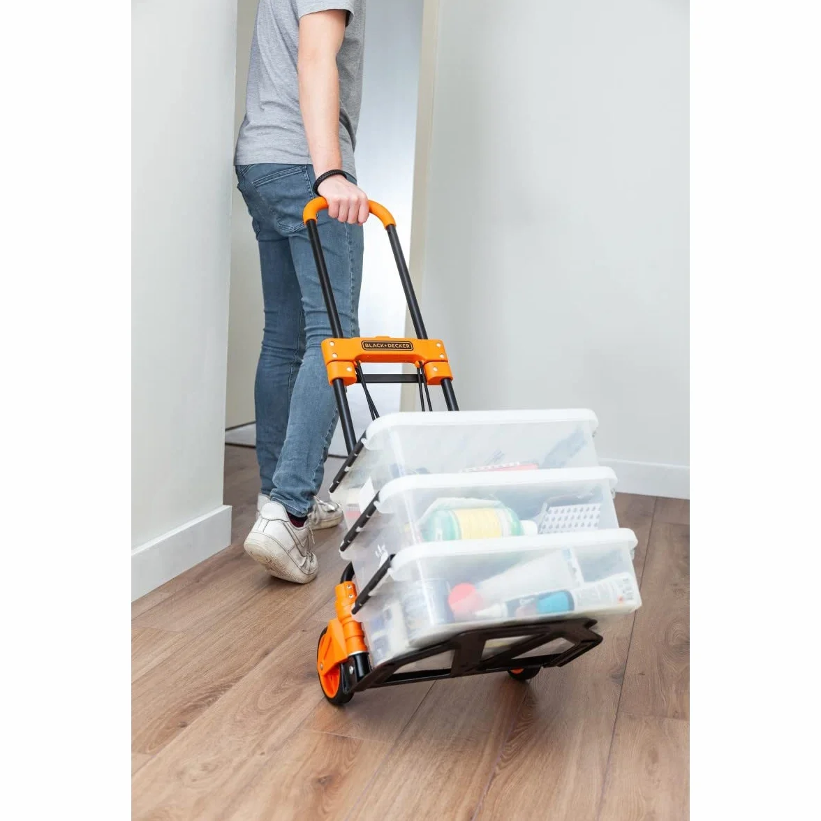 BLACK+DECKER Składany wózek transportowy BXWT-H200 – składany wózek transportowy – wózek do koszenia – lekki – obciążenie użytkowe 65 kg