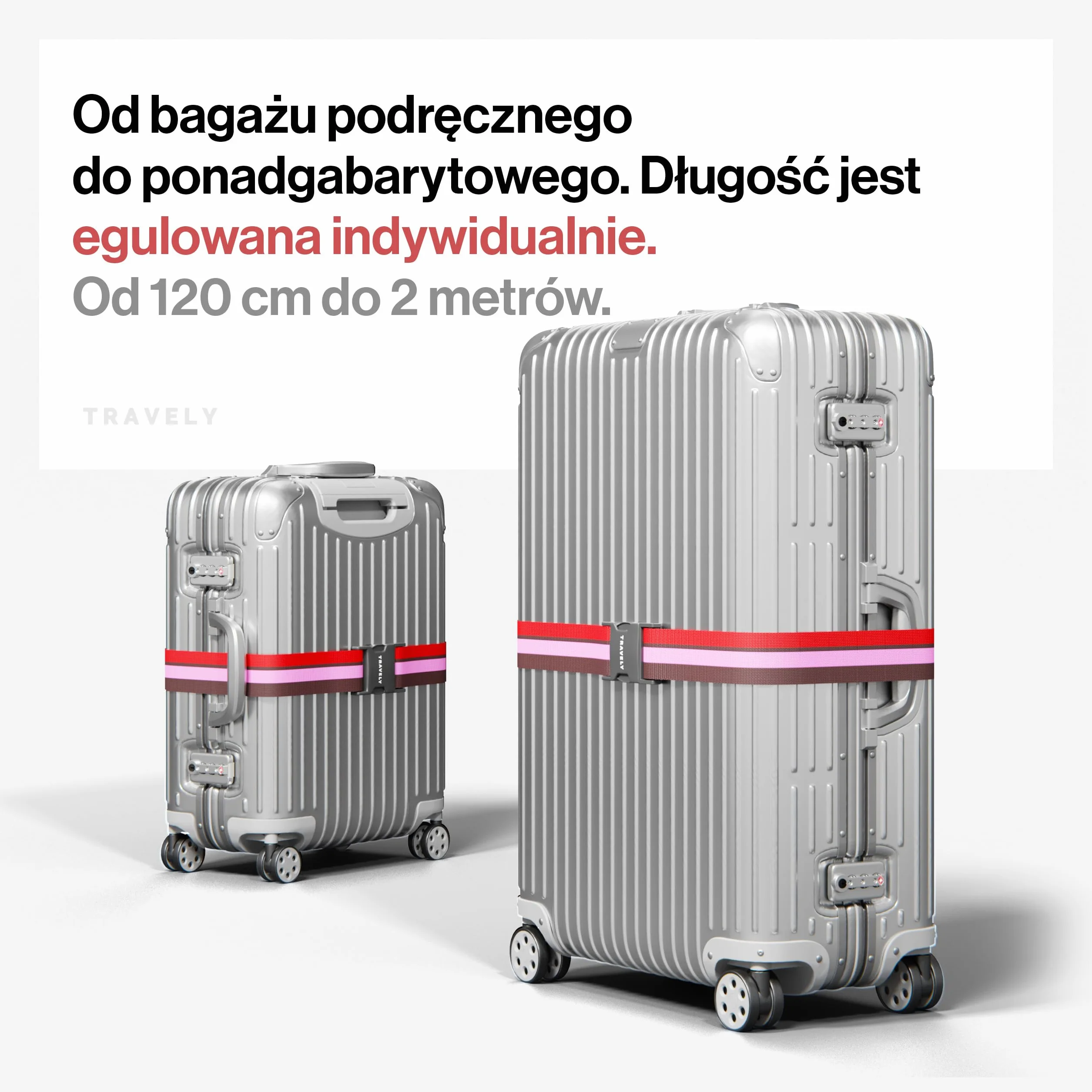 Travely® Pasek do bagażu premium – szczególnie przyciągający wzrok i bezpieczny – zawiera 2 zawieszki z imieniem – pasek do bagażu idealny na krzyż – zestaw 2 szt., kolorowy