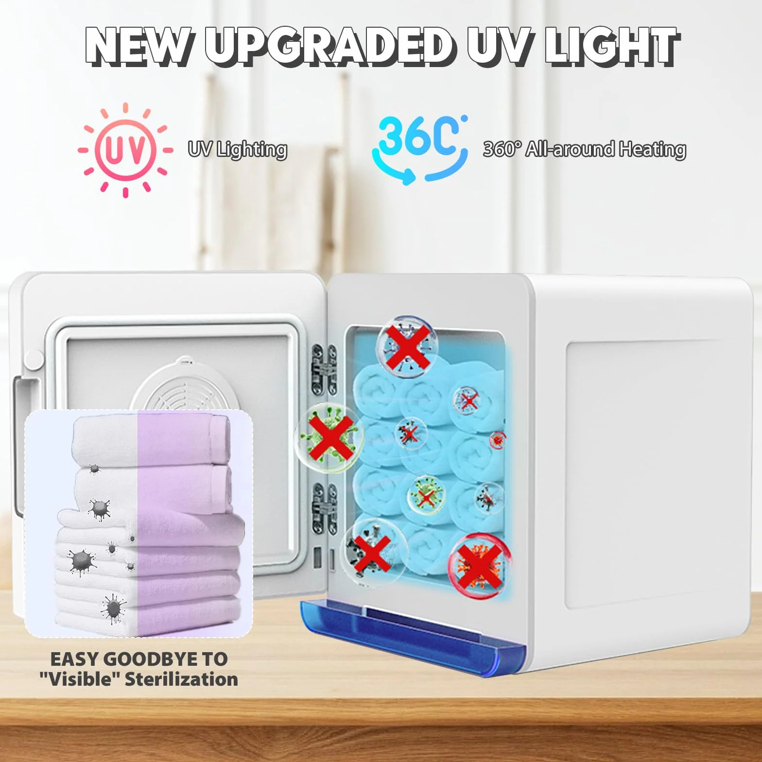 Elektryczny podgrzewacz na ręczniki 8 l ze sterylizatorem UV i timerem