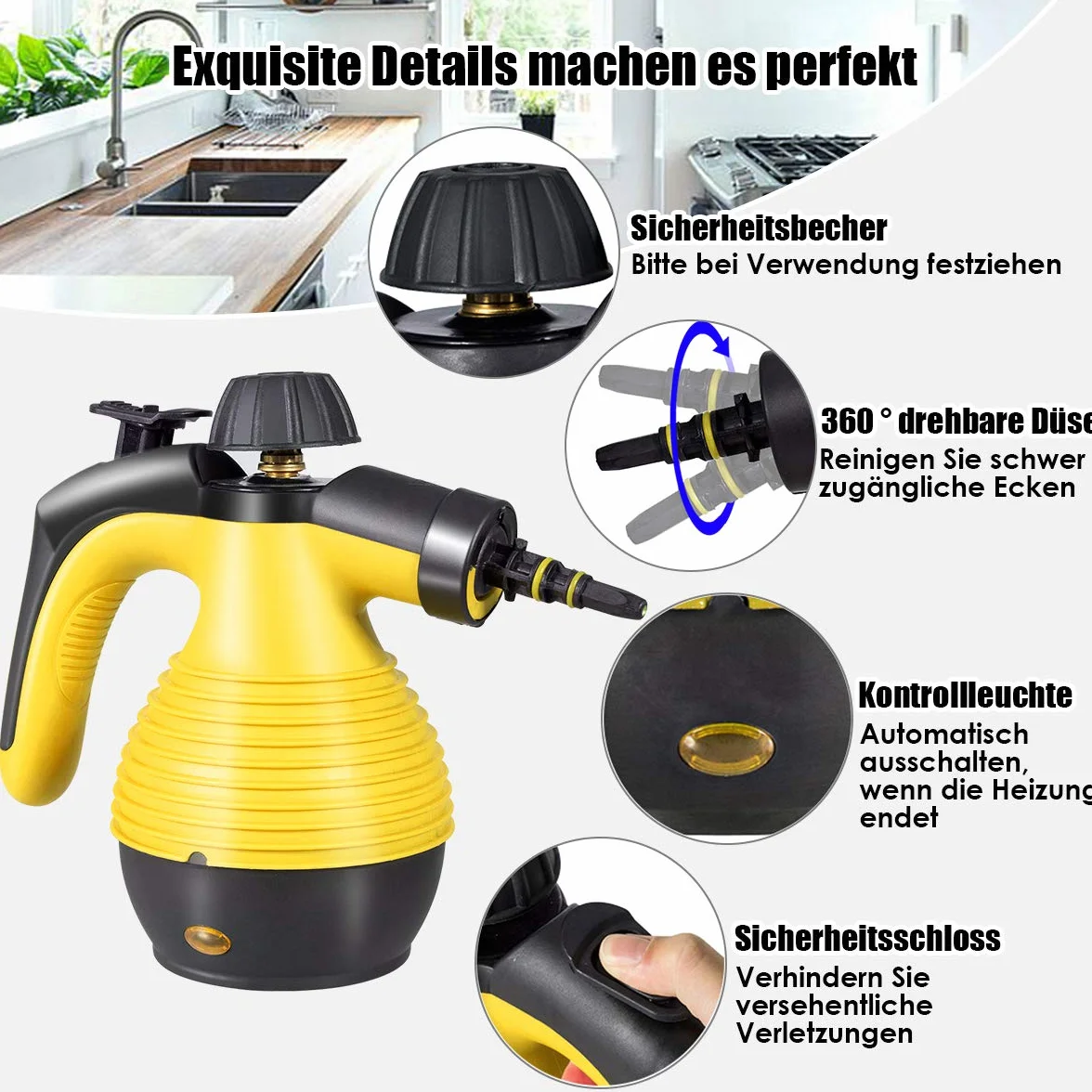 GOPLUS Ręczna myjka parowa 1050 W 3 bar 135℃ Steam Cleaner 9 akcesoriów