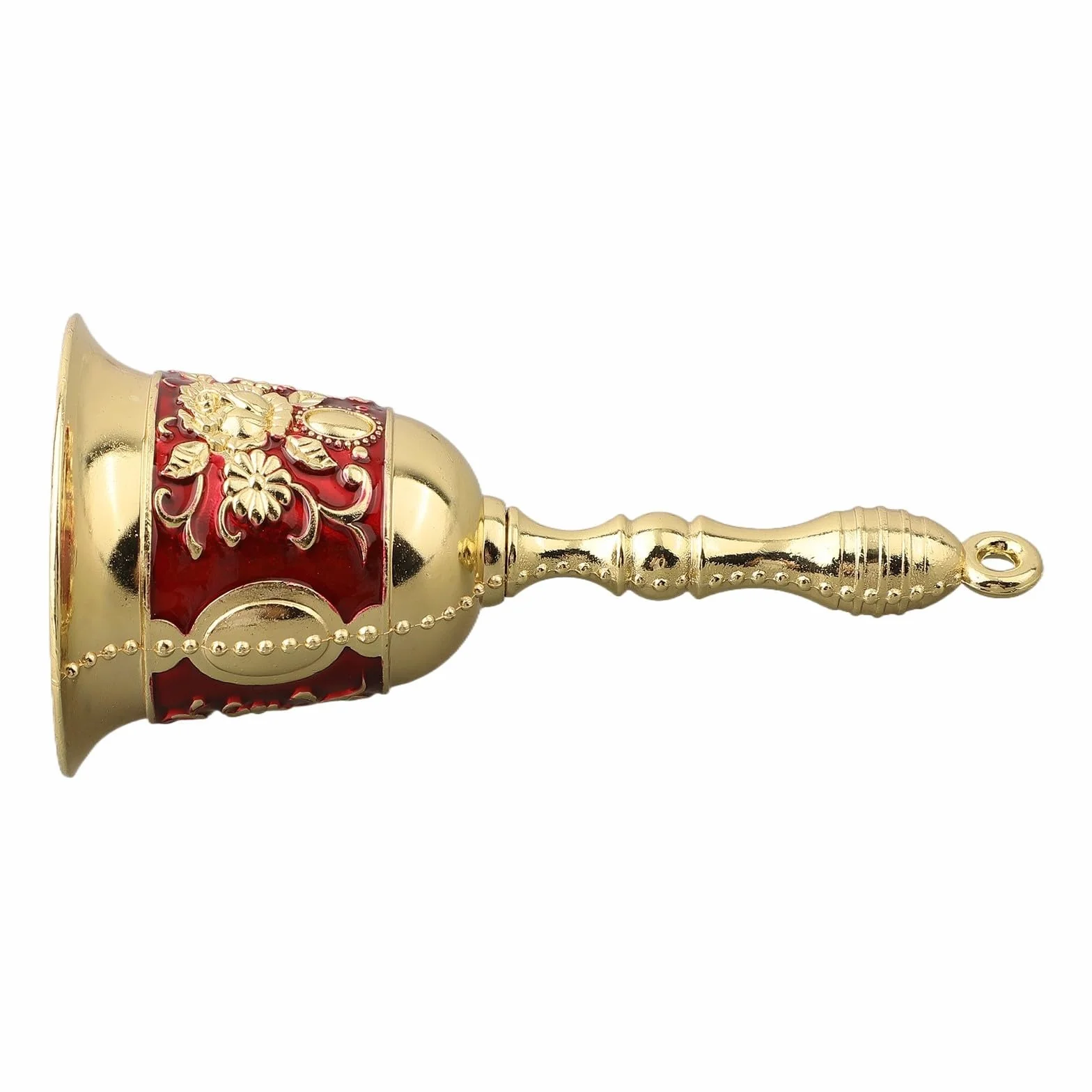 Dzwonek stołowy retro czerwony złoty dekoracyjny