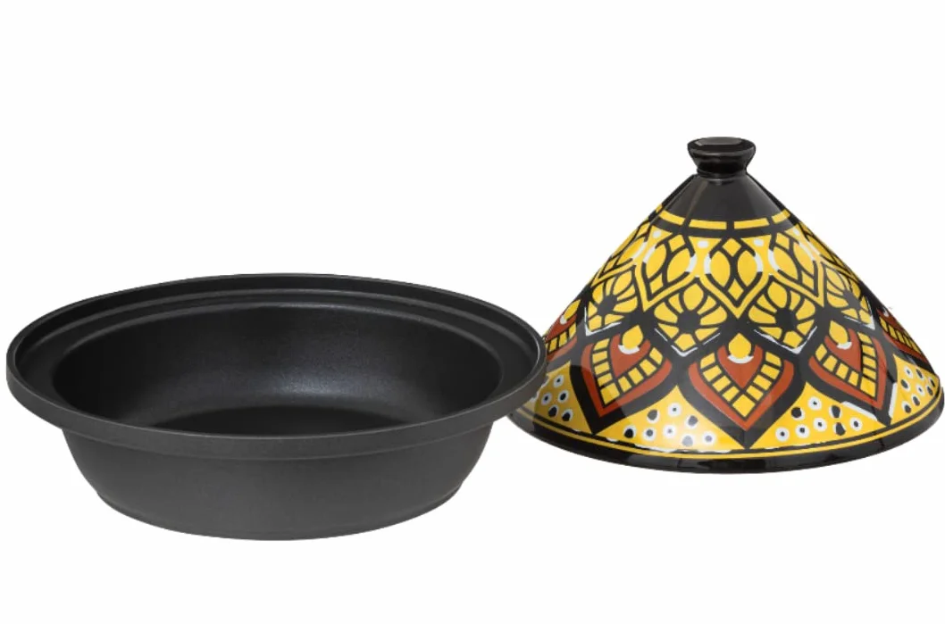 Tajine indukcja ceramika stal nierdzewna żółta 30,20 x 30,20 x 23 cm