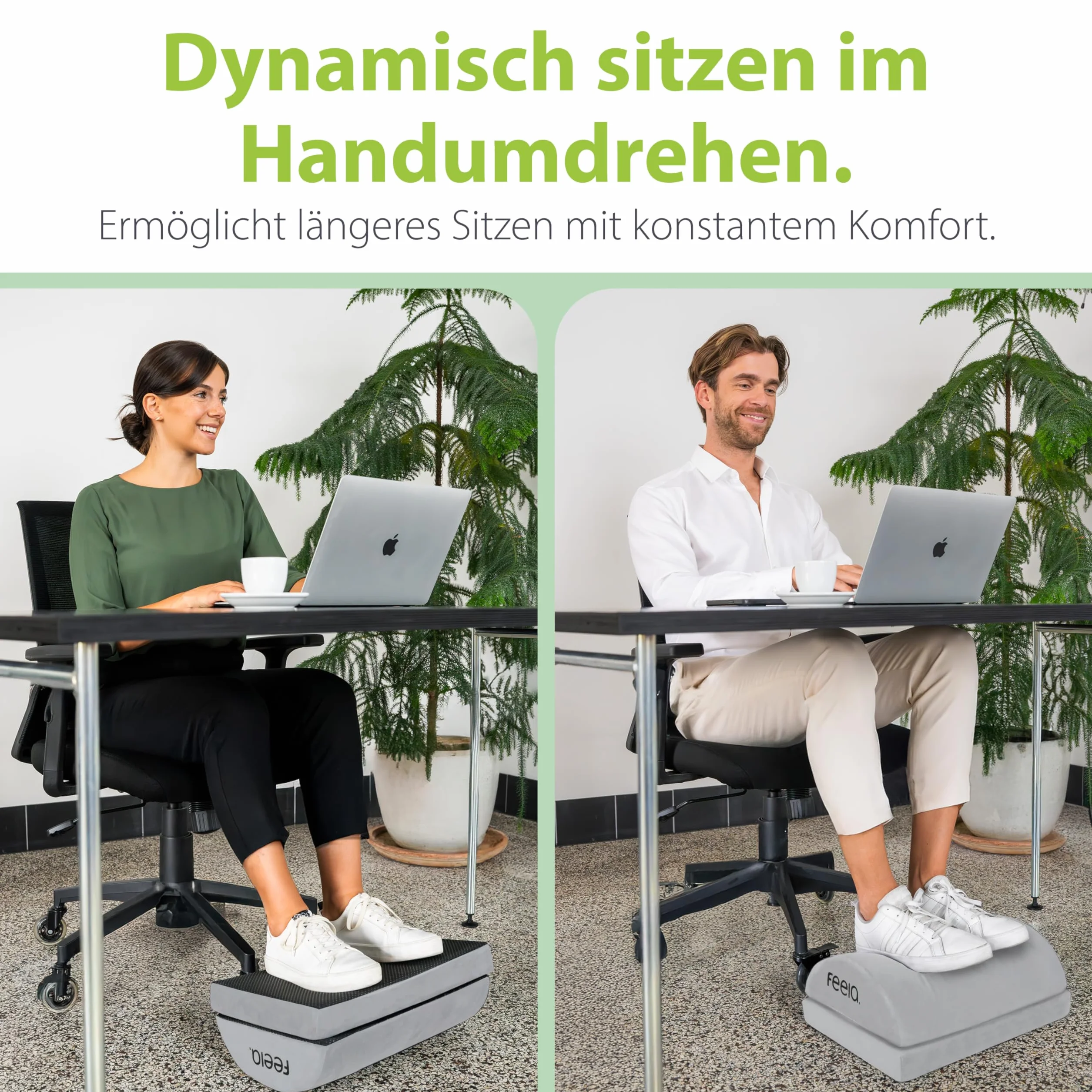 feela. Podnóżek na biurko, ergonomiczny podnóżek z rdzeniem z pianki premium i zintegrowaną torbą termiczną, antypoślizgowy podnóżek i podnóżek do biura i domowego biura (srebrny)