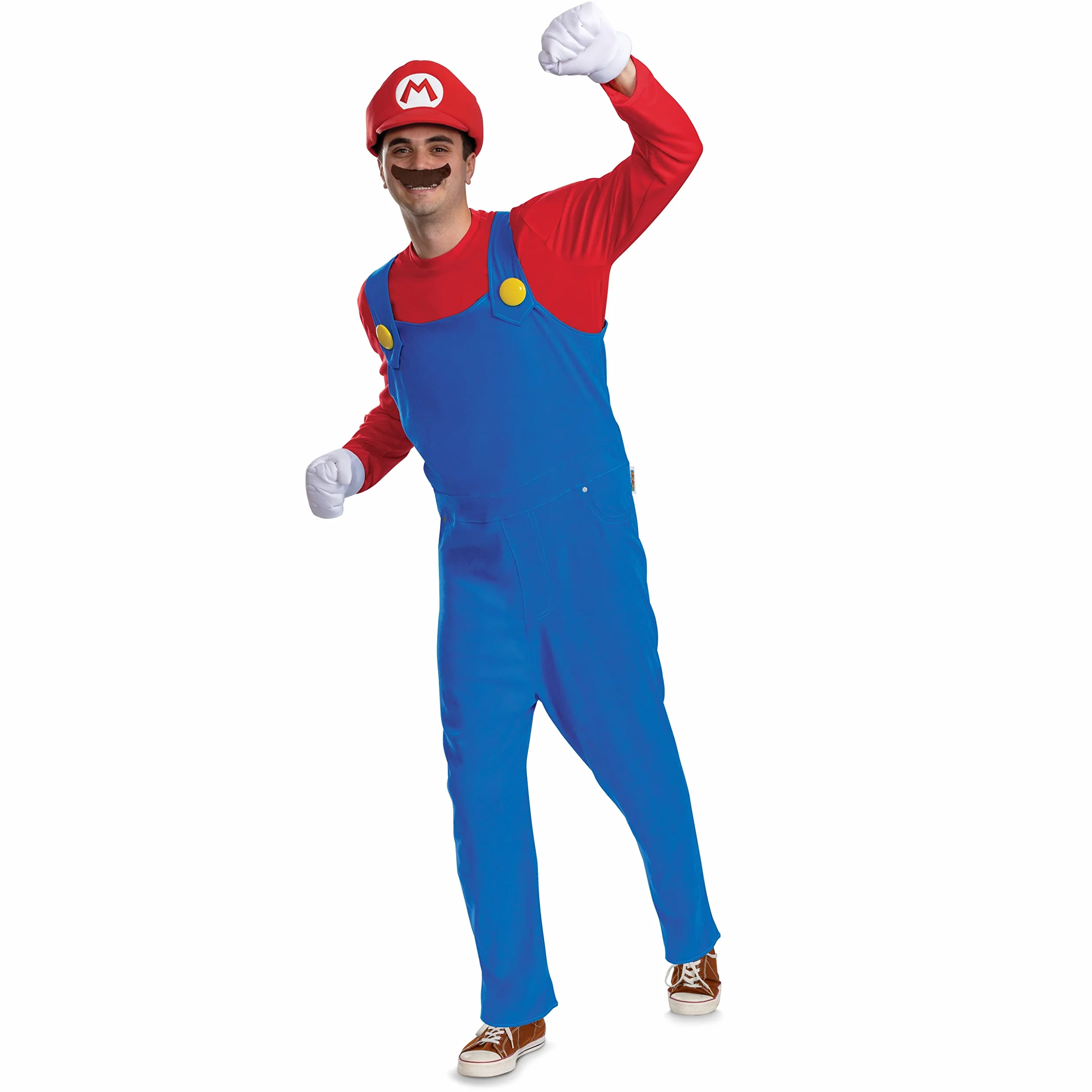 Kostium Mario, oficjalny kostium i akcesoria dla dorosłych Super Mario, unisex