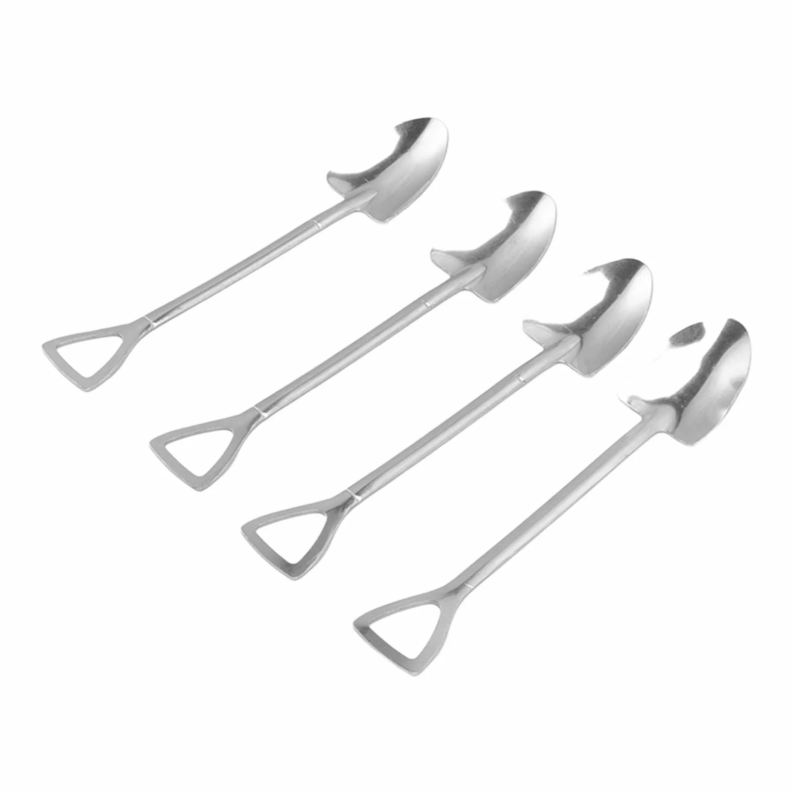 Stainless Steel Cute Shovel Spoon,Innovative Food Grade Material Reusable Sugar Dessert Cake Spoon for Home Cafe (4 Pointed Shovel)