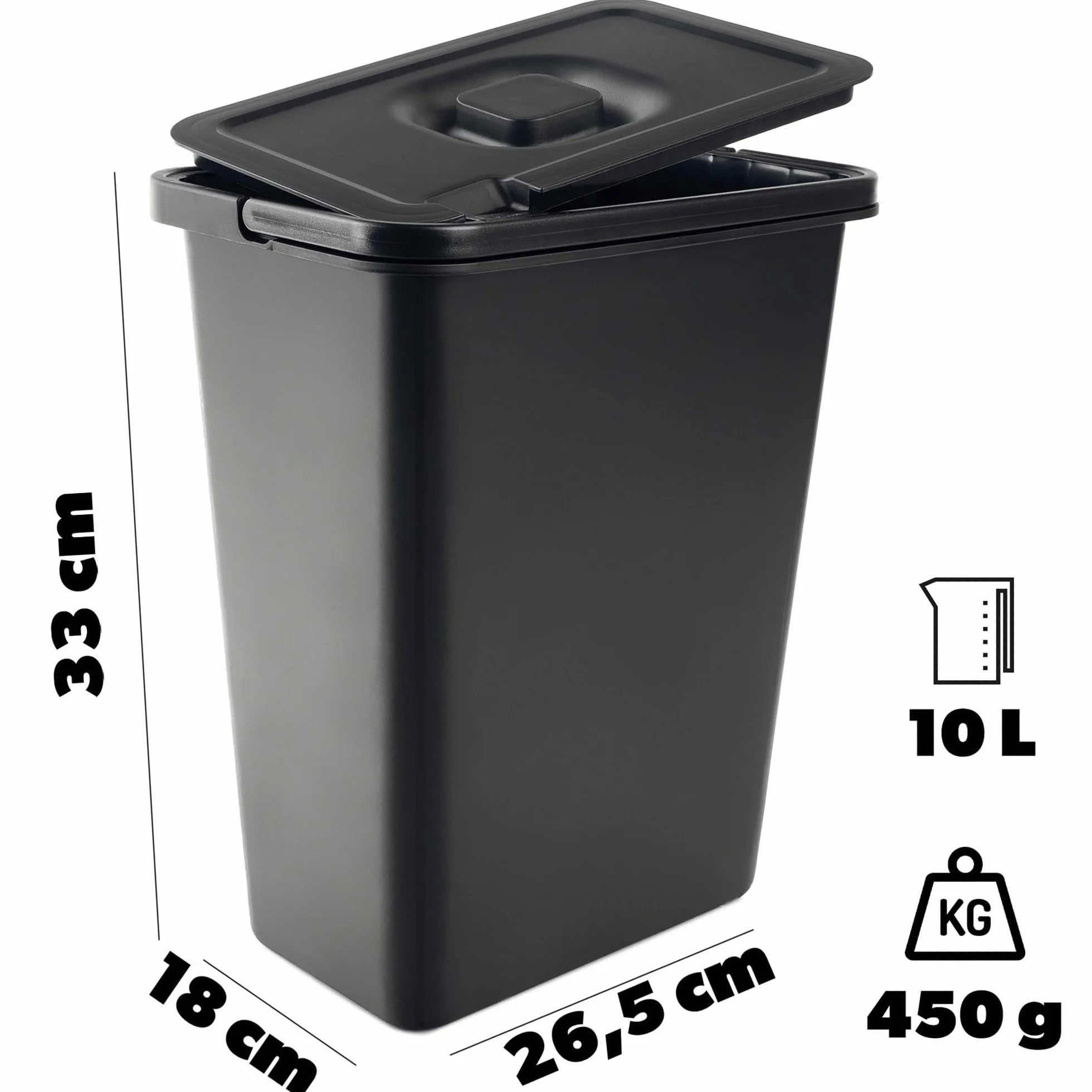 KADAX Pojemnik do segregacji odpadów 10 l plastikowy czarny
