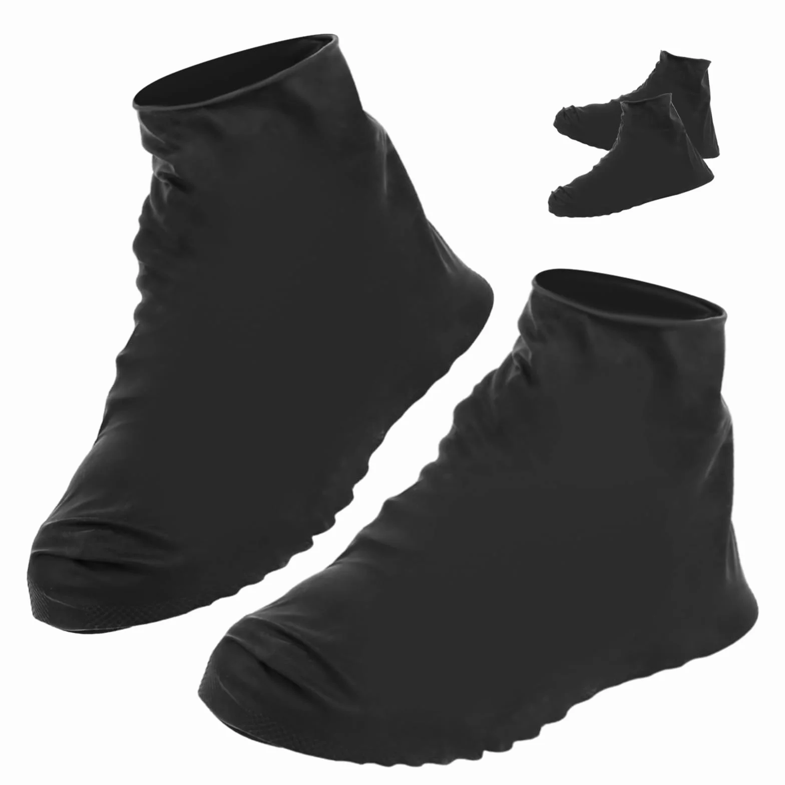 4 pary antypoślizgowych, wielokrotnego użytku pokrowców na buty, wodoodporne pokrowce na buty, wielokrotnego użytku silikonowe pokrowce na buty, antypoślizgowe pokrowce przeciwdeszczowe, czarne, myte