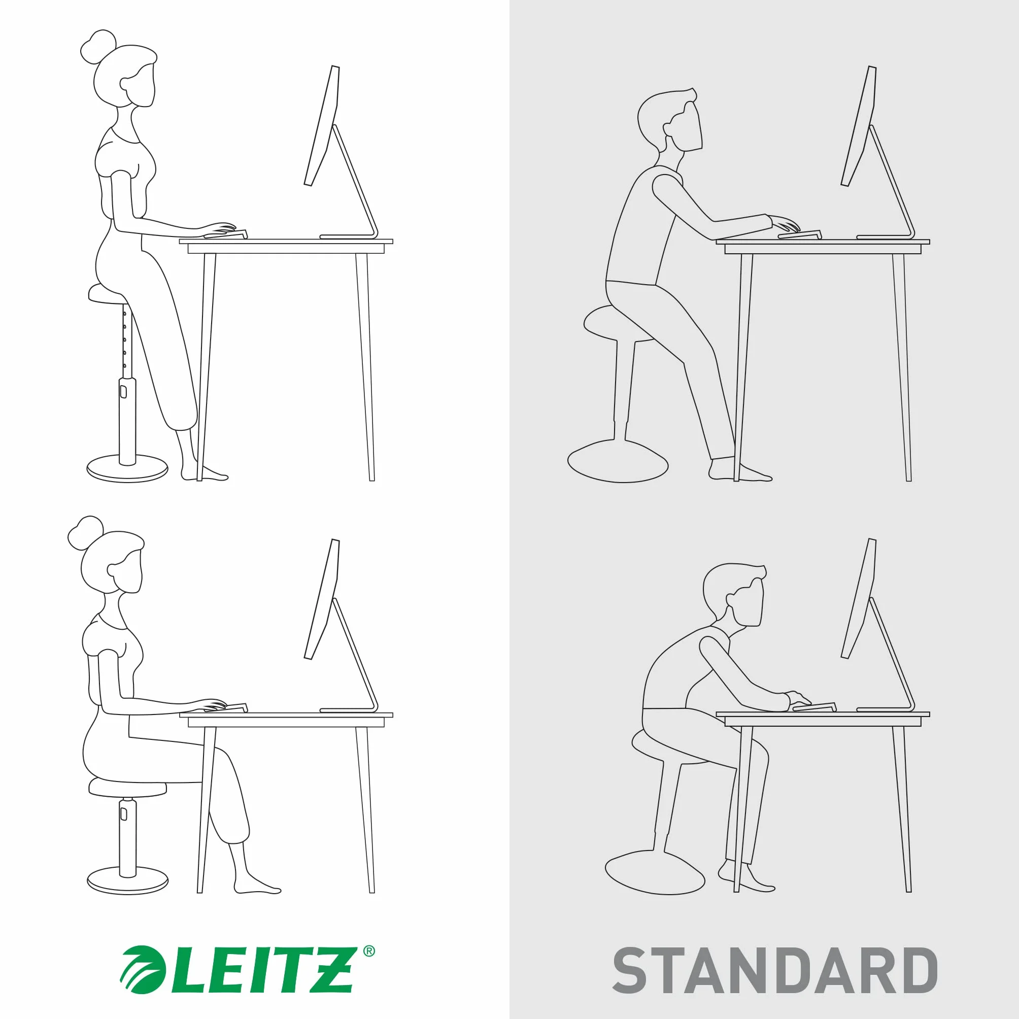 Leitz Ergo Cosy Stołek Szary 46–79 cm