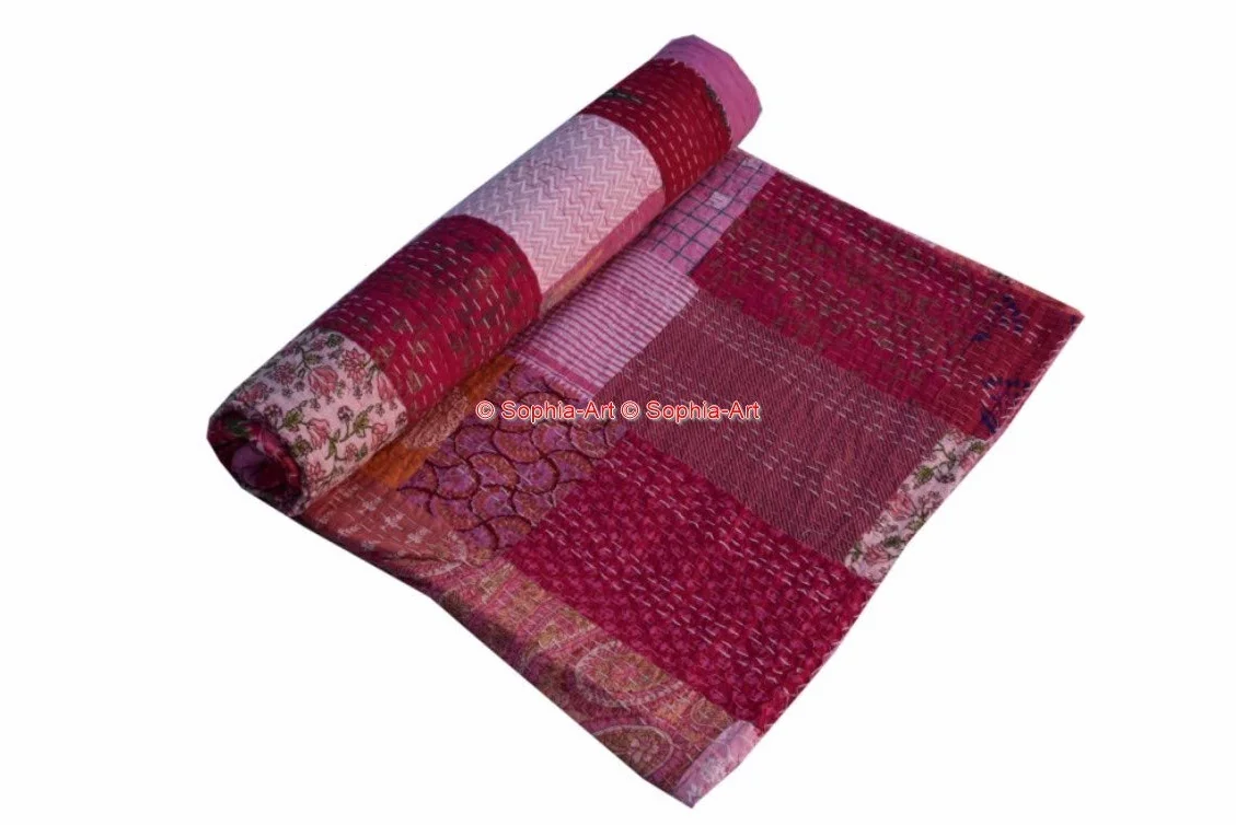 Sophia-Art Koc narzuta na łóżko bawełna sari patchwork 230 x 275 cm