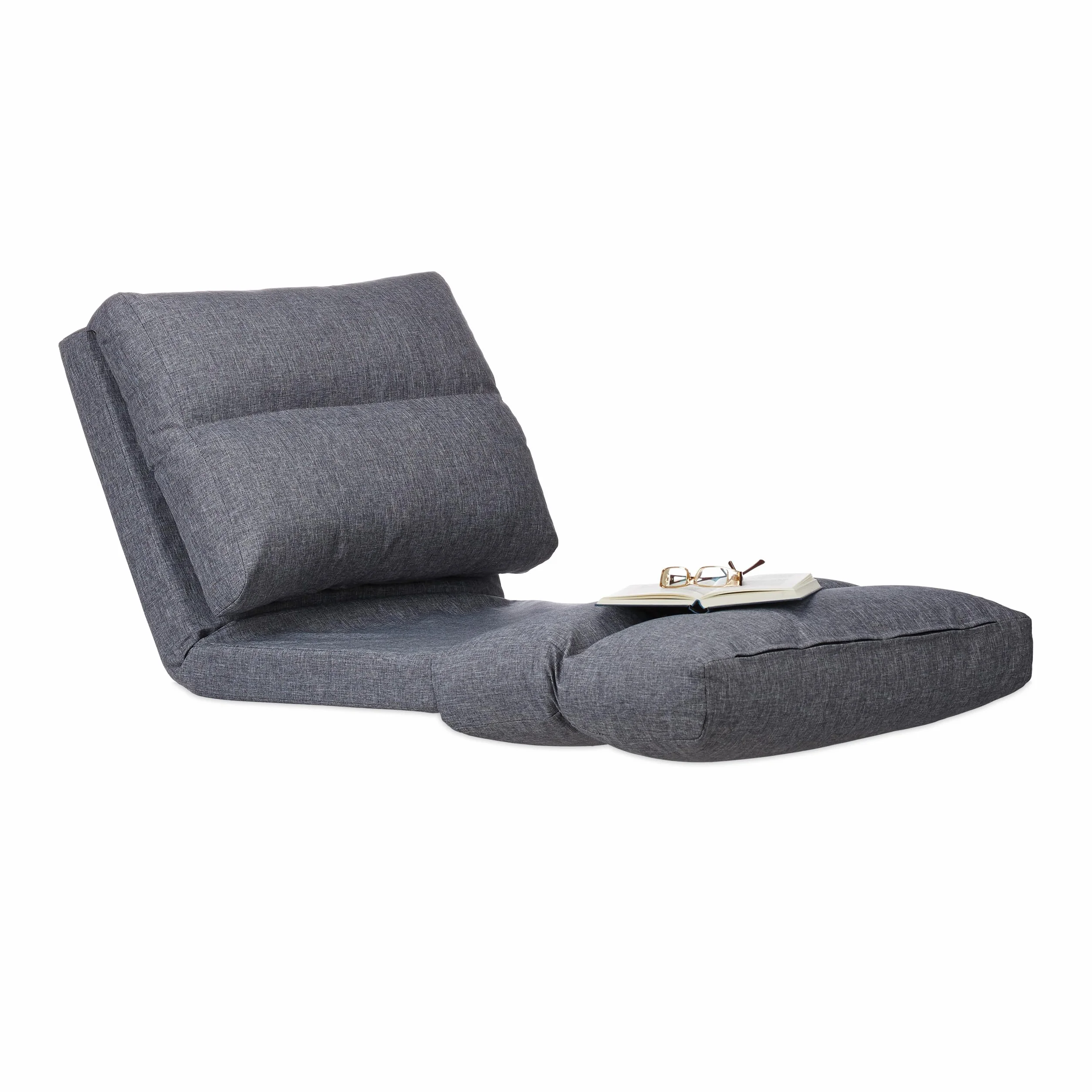 Relaxdays Składana poduszka na leżak, regulowane oparcie, 194 cm, szara