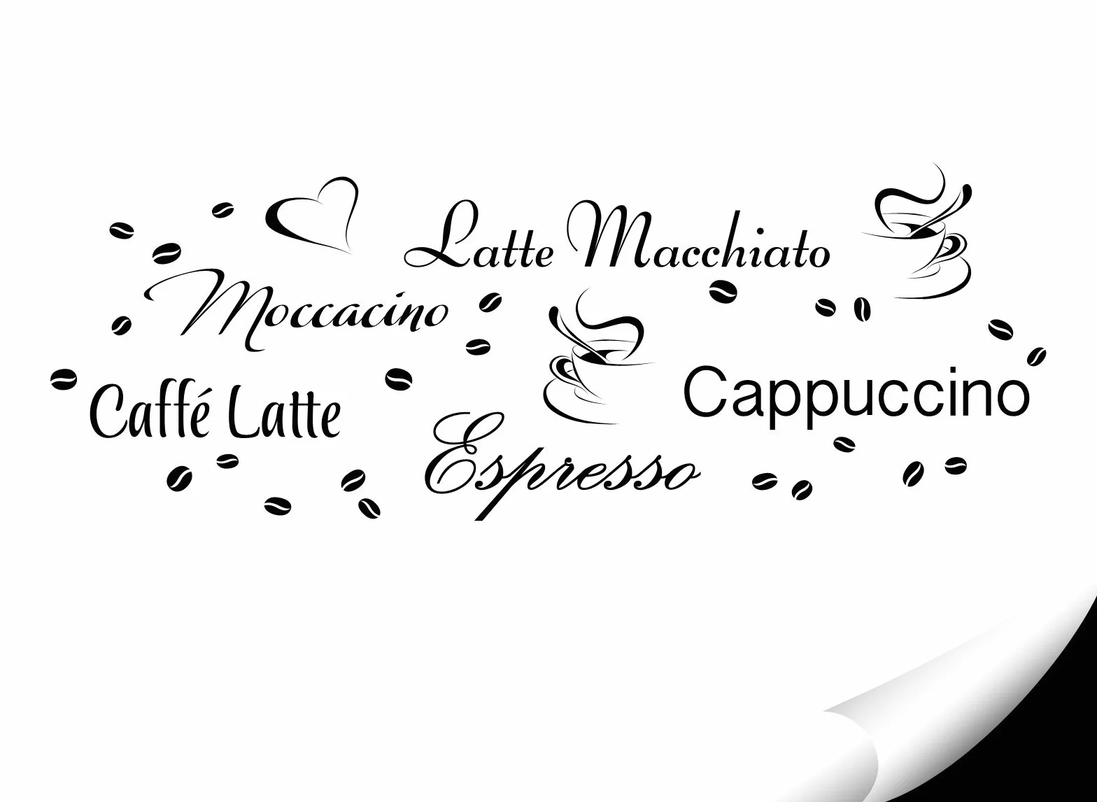 Grandora Naklejka ścienna kawa espresso macchiato ziarna kawy Kuchnia Kreativset czarna