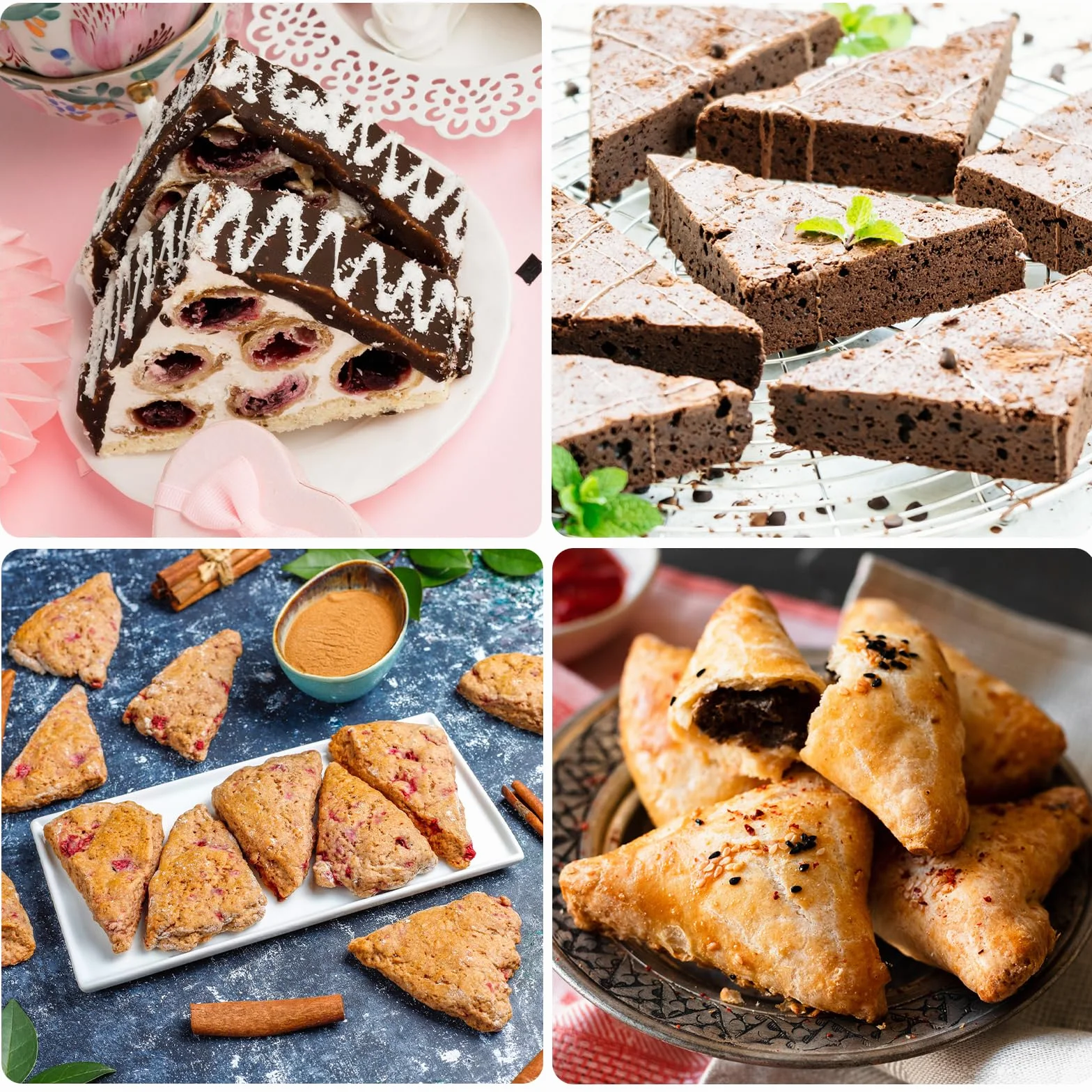 Silikonowa forma do pieczenia frytkownicy na gorące powietrze, zestaw 2 szt., konstrukcja zapobiegająca przywieraniu w kształcie klina, z 4 wgłębieniami i uchwytami, do pizzy, chleba