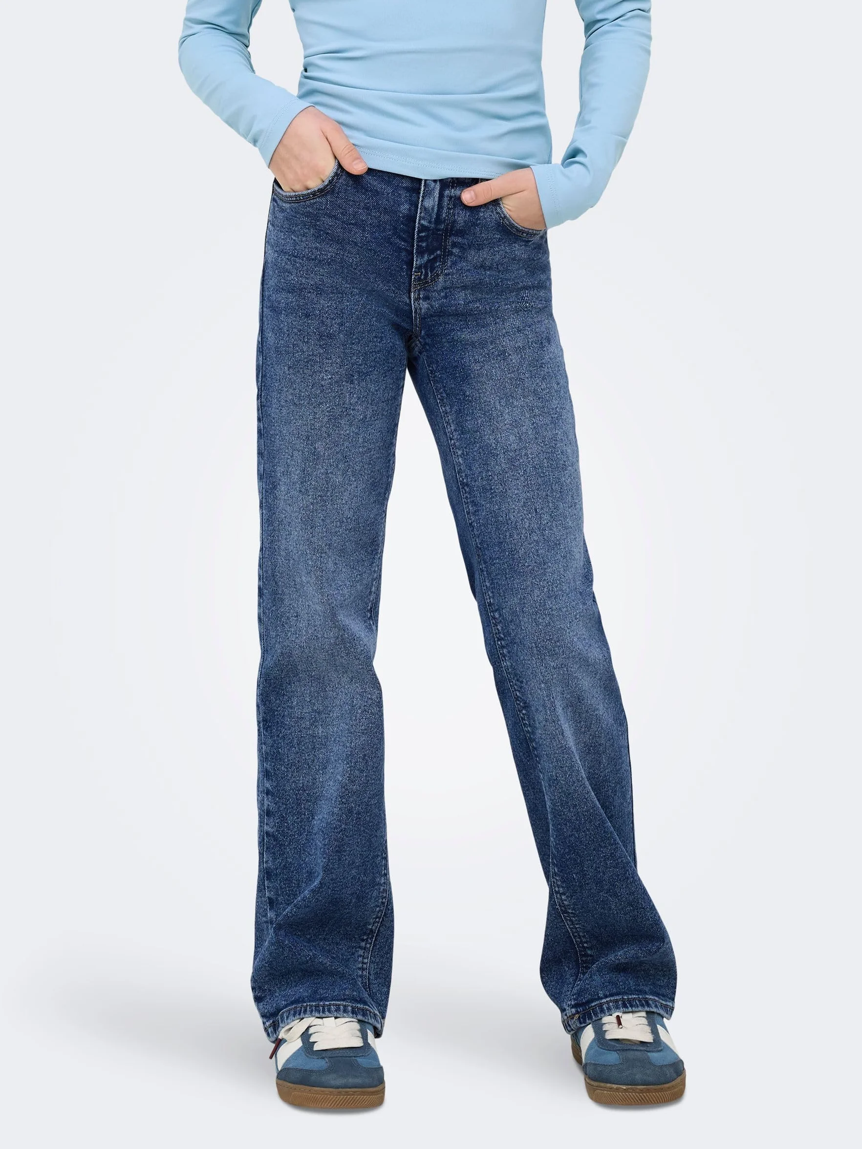 ONLY KIDS Girl's KOGJUICY Wide Leg Dest DNM CRO557 NOOS spodnie, Medium Blue Denim, 158