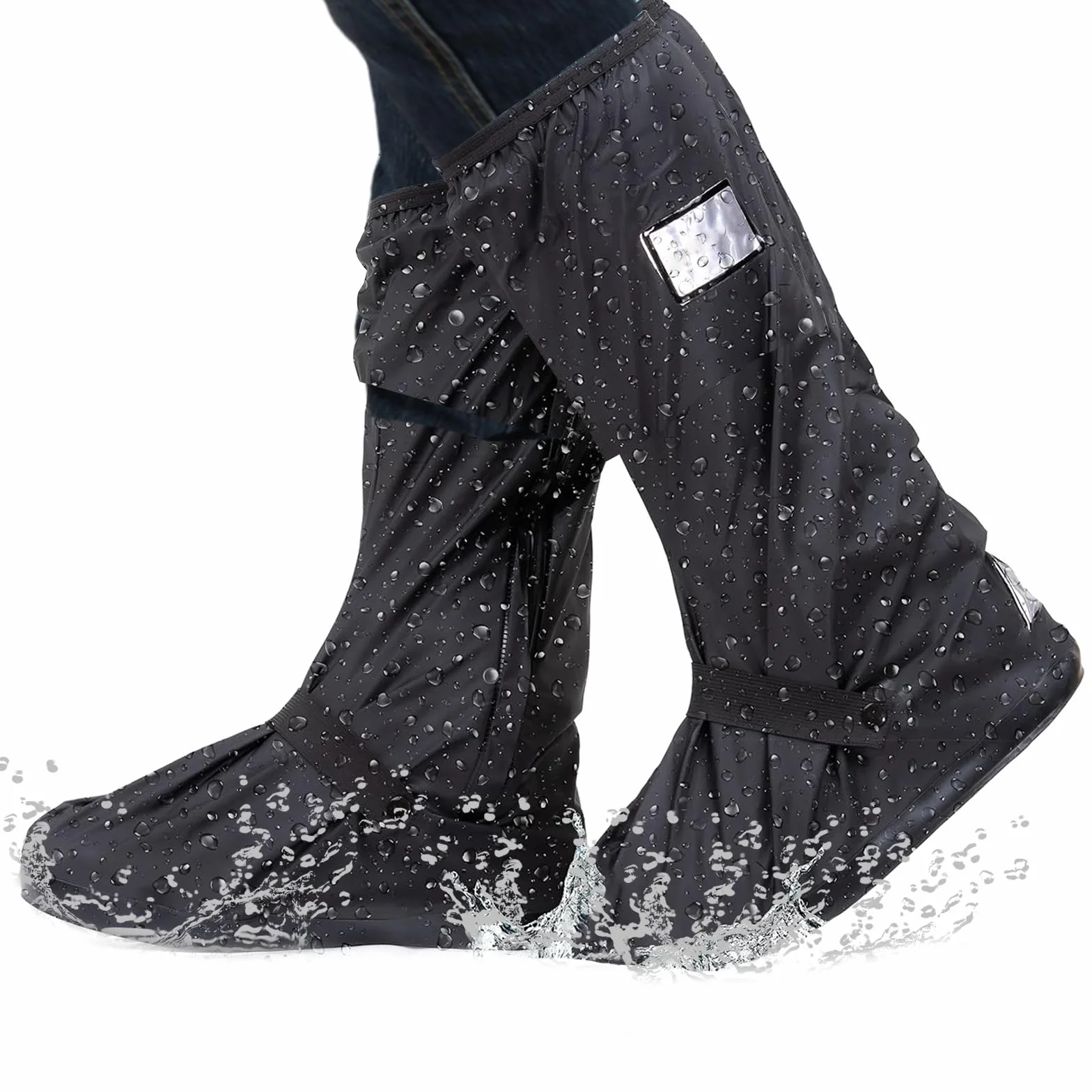 Osłona przeciwdeszczowa na buty w rozmiarze XL, PCW, wysoka ochrona przed deszczem, kalosze z odblaskiem, wodoszczelna, czarna osłona na buty, outdoorowa, antypoślizgowa nakładka na buty dla mężczyzn