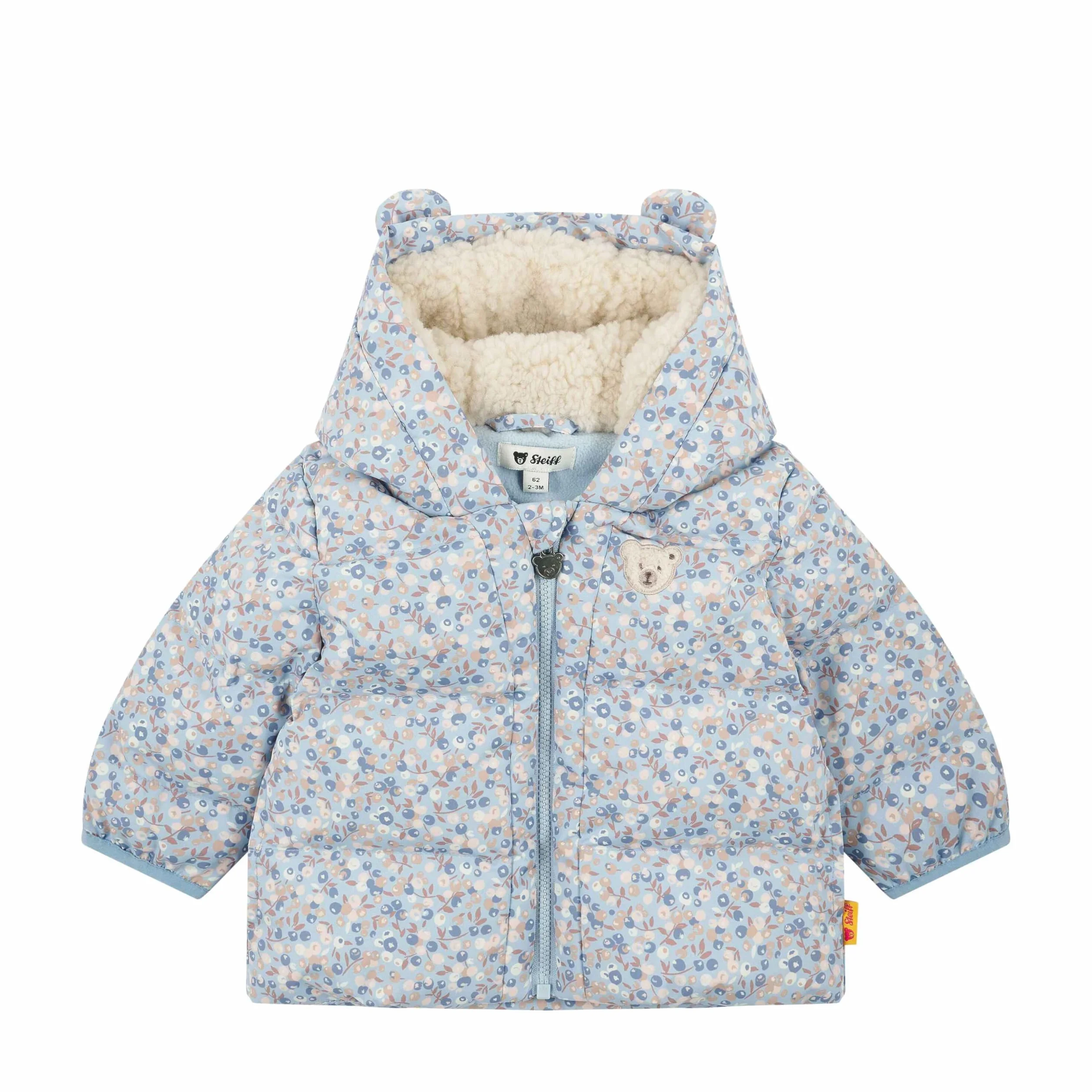 Steiff Kurtka EU rozmiar 80 kaszmirowa, kurtka outdoorowa, kurtka zimowa dla dzieci, ciepła i wygodna, można prać w pralce, Cashmere Blue, 80