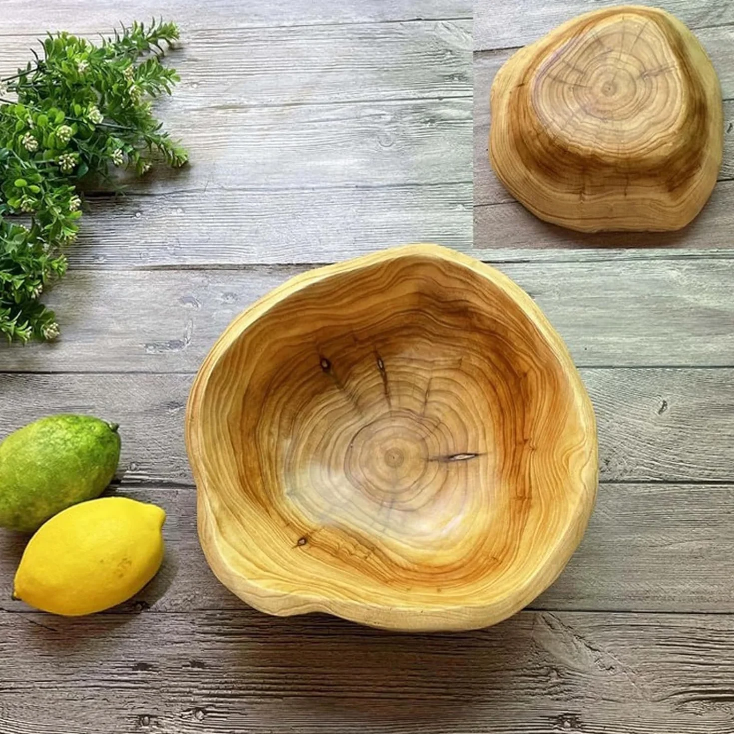 Drewniana misa na owoce ręcznie robiona naturalna nieregularna 25-29 cm