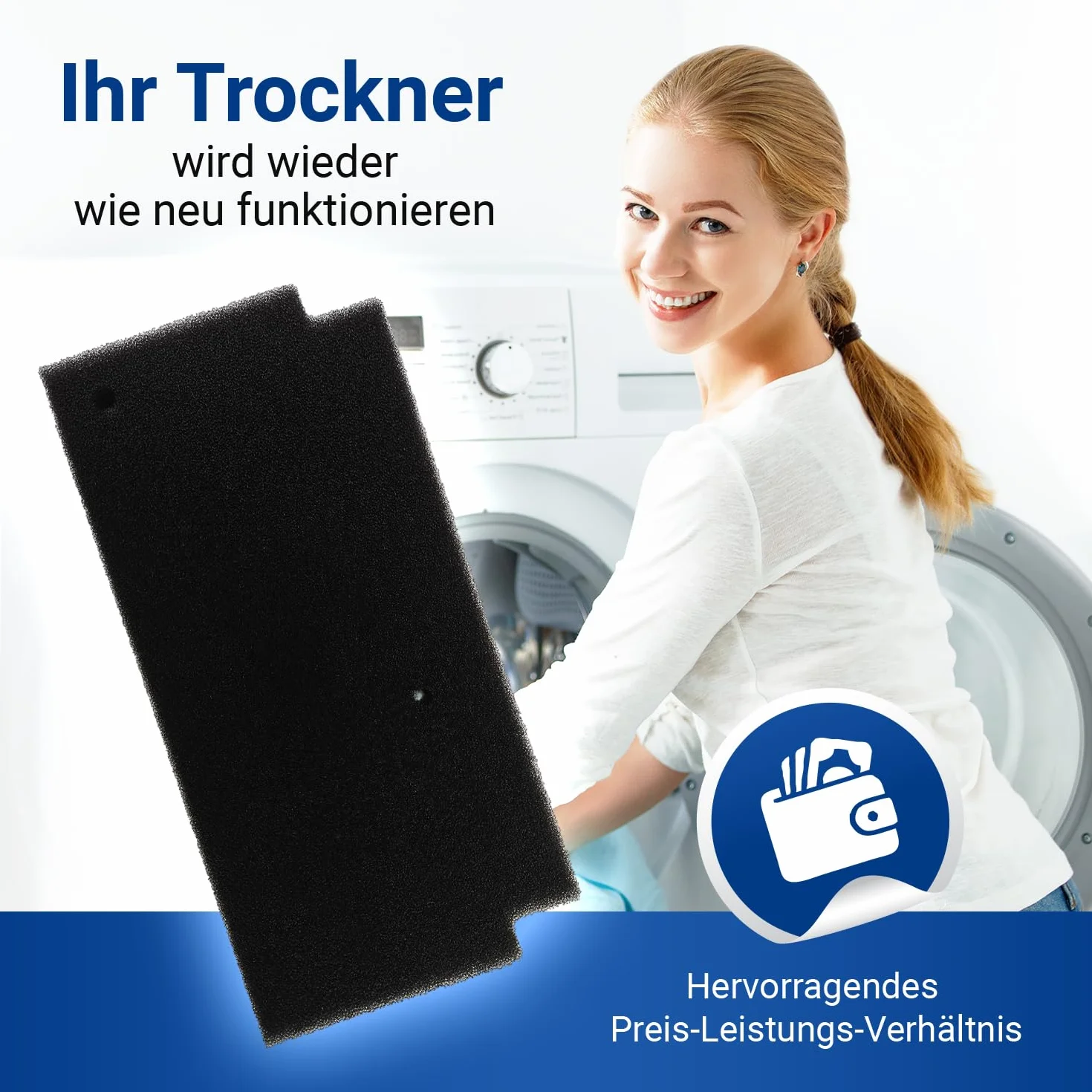 VIOKS Filtr gąbkowy do uchwytu EasyCleanFilter, zamiennik do suszarki Bosch 12022801, mata filtrująca, mata piankowa, filtr cokołowy do suszarki z pompą ciepła Bosch Siеmens