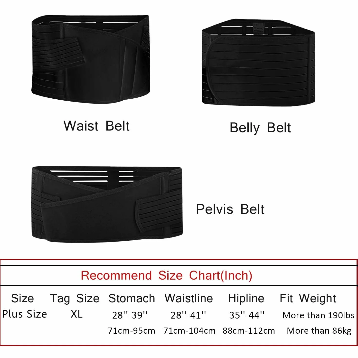 OKPOW 3 w 1 opaska na brzuch po porodzie pas po porodzie damski pas na brzuch wsparcie regeneracji gorset owijany, Czarny, Plus Size for Weight over 190lbs