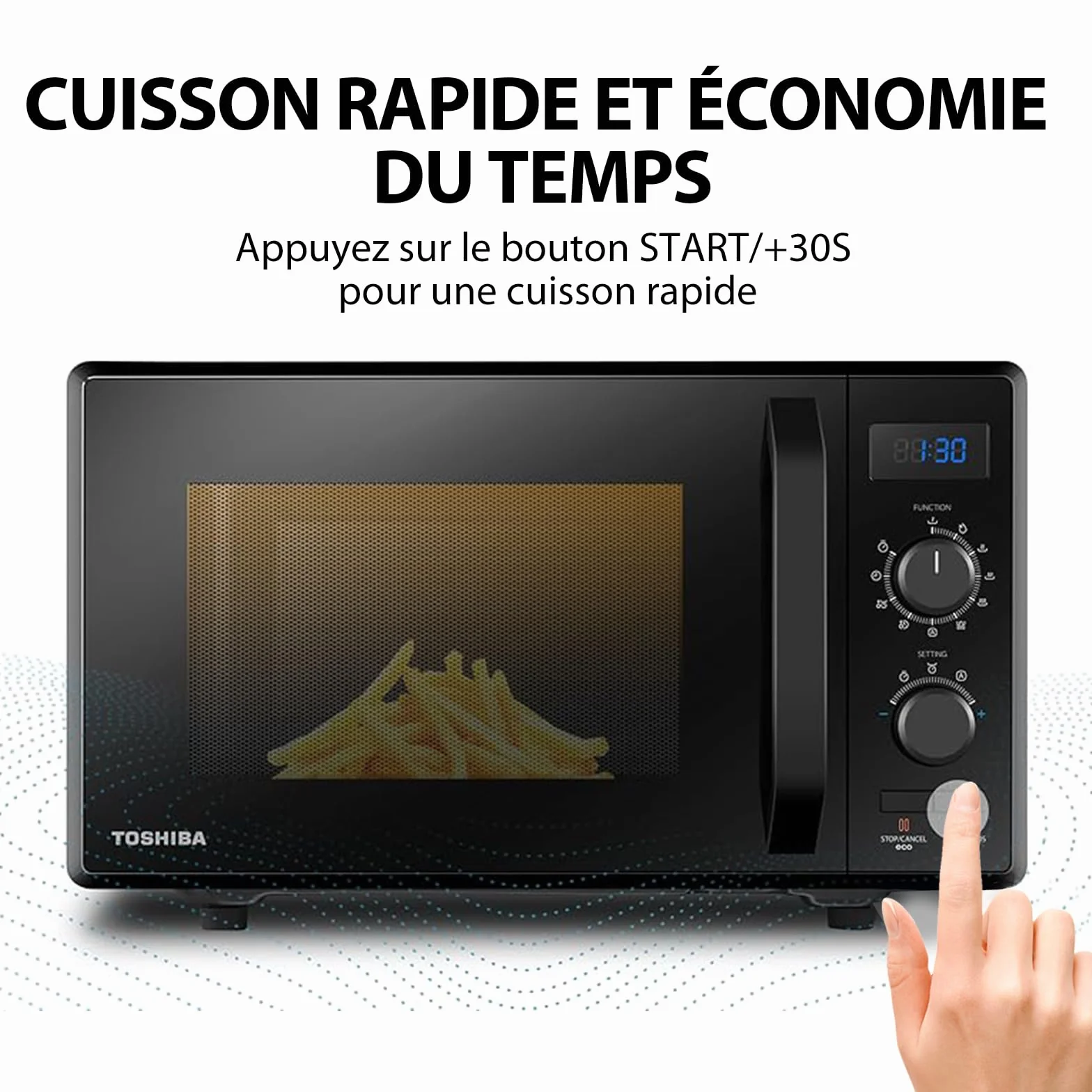Toshiba Kuchenka mikrofalowa 900 W 23 l MW2-AG23P (BK) z grillem 1050 W 8 menu ECO