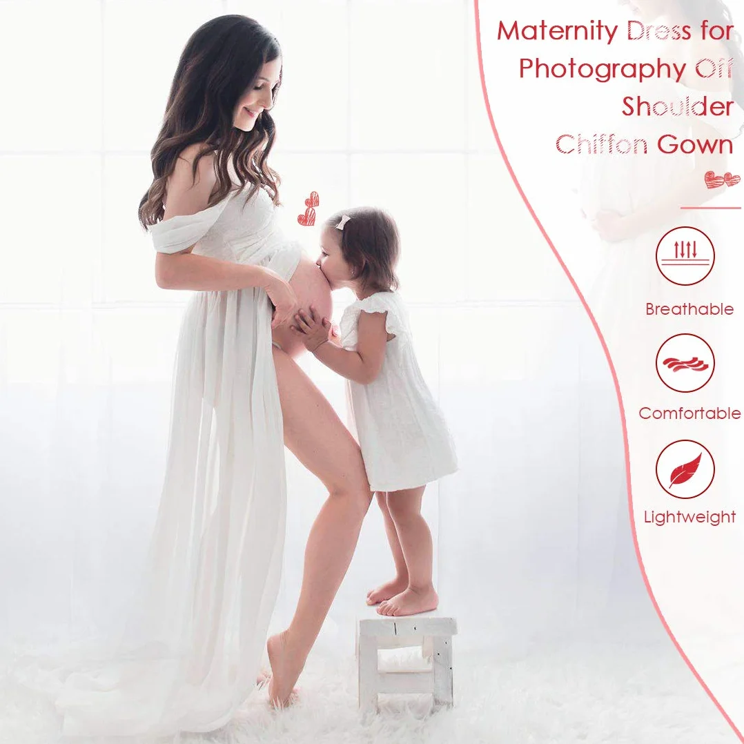 FEOYA - Sukienka ciążowa do fotografii, szyfonowa szarfa, rekwizyty fotograficzne z kwiatem, pasek ślubny, kryształ górski, dla kobiet, ciąża, baby shower, ślub, sesja zdjęciowa, impreza