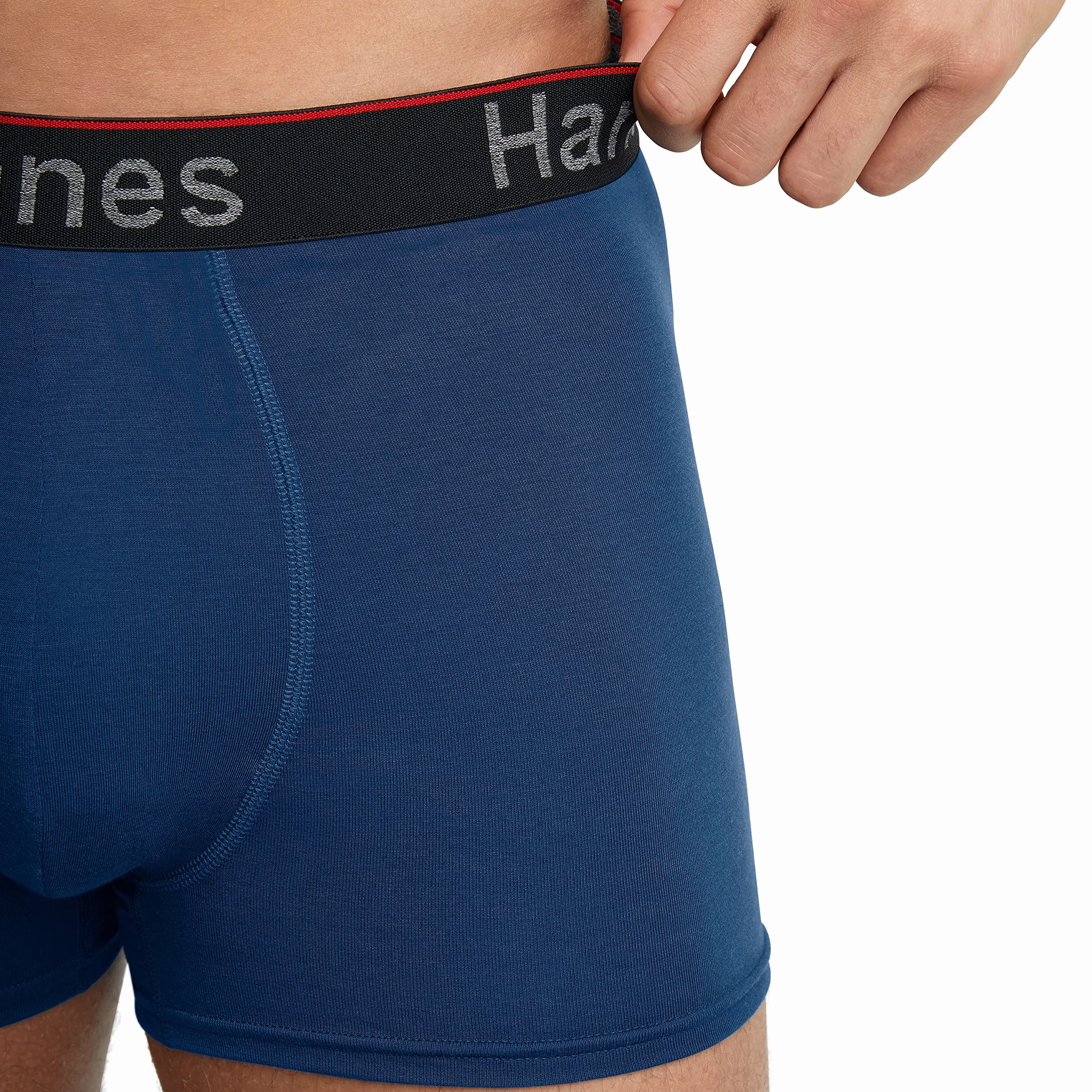 Hanes Men's Moisture-Wicking Anti-Chafing Boxer Briefs, 3-Pack in Black/Blue/Olive, X-Large