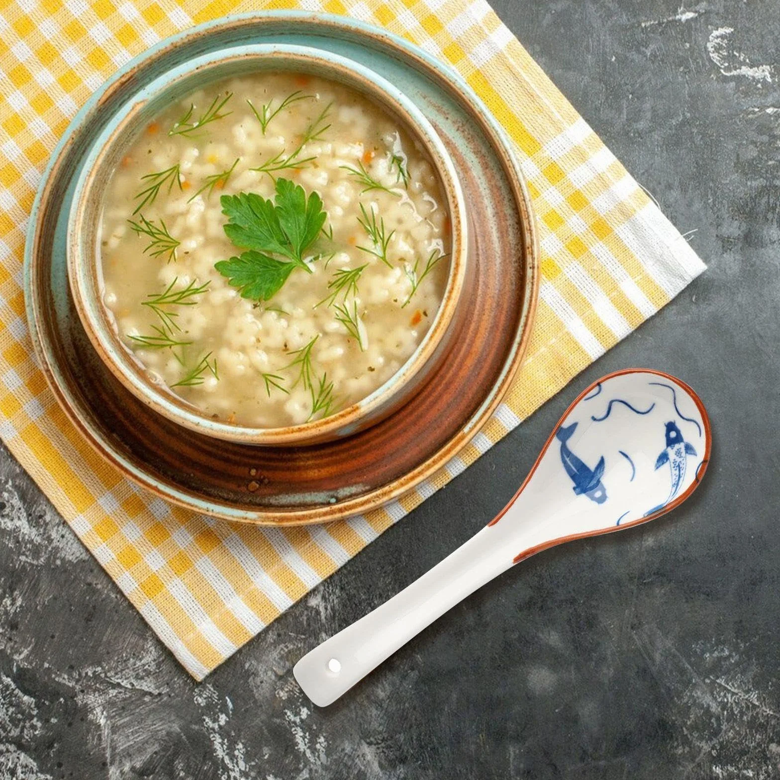 4 sztuki łyżek do zupy w stylu retro, łyżki ceramiczne, łyżki do ramen, trwałe naczynia stołowe, akcesoria kuchenne.