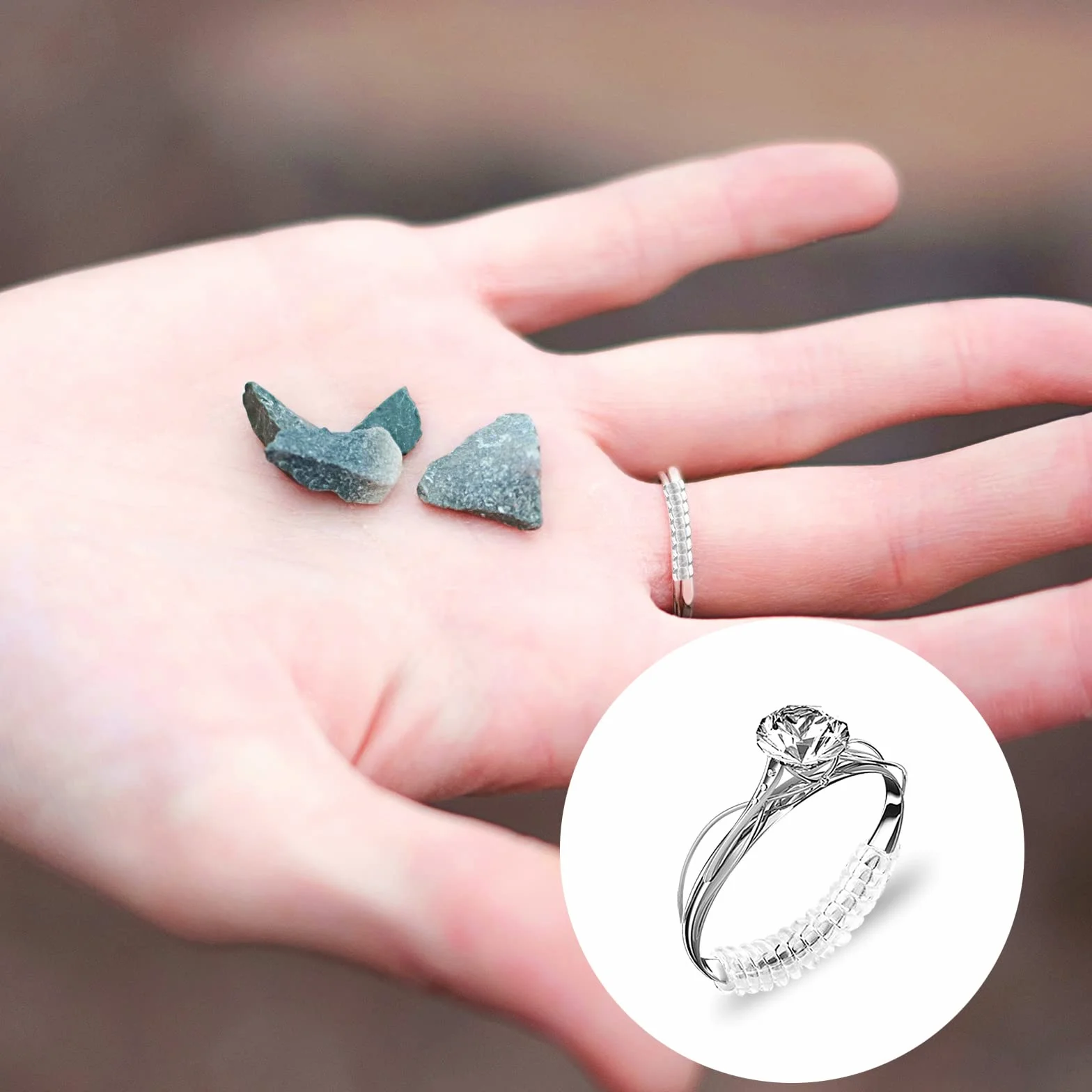 KINBOM 8 Sztuk Niewidoczny Luzny Rozmiar Pierscionka, Przezroczysty Luzny Regulator Rozmiaru Pierscionka Ring Size Adjuster dla Kobiet Obraczki (4 Rozmiary)