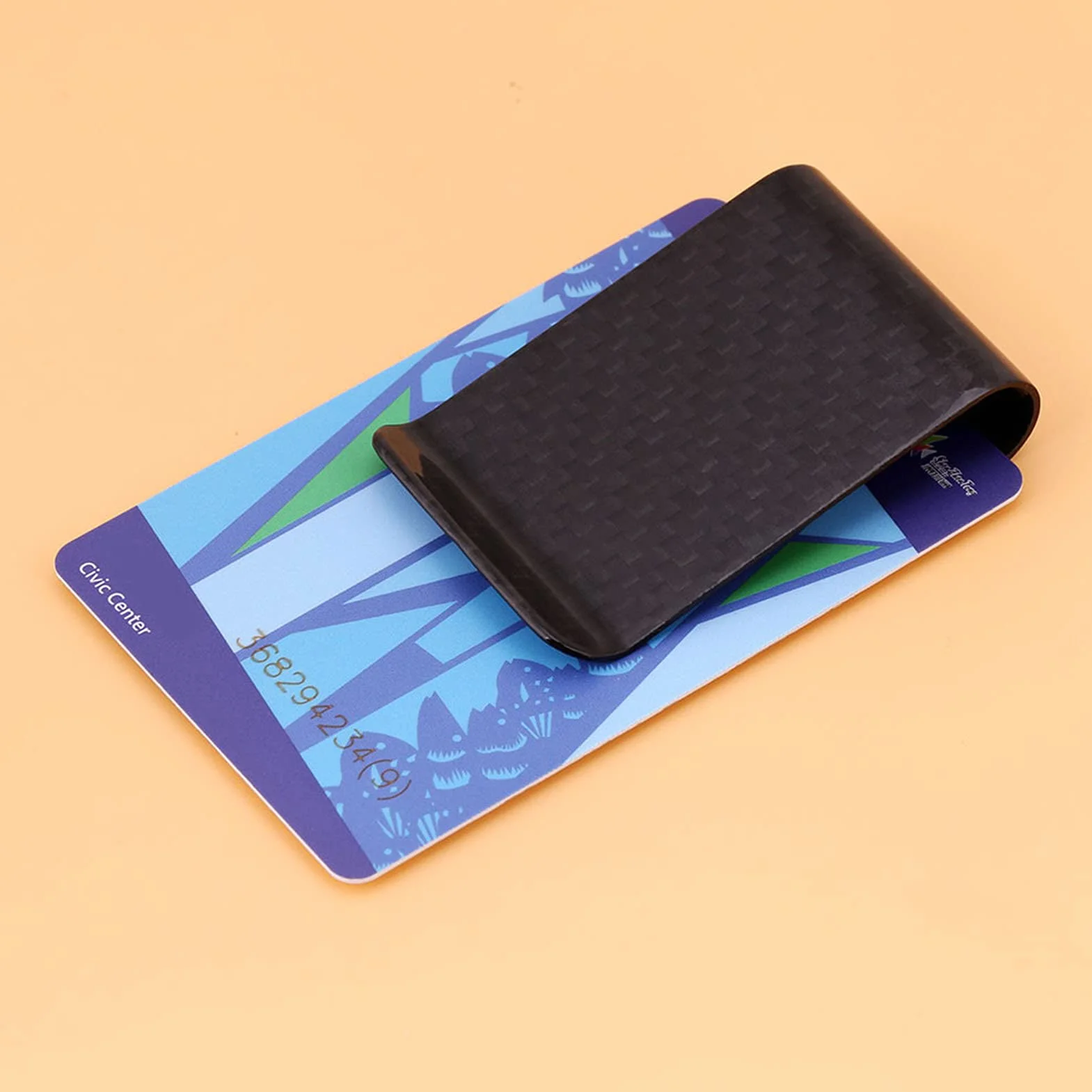 Zacisk na karty kredytowe, uchwyt na banknoty Walfront ultralekki uchwyt na banknoty z włókna węglowego biznesowe pieniądze klip karty kredytowe zacisk portfel, czarny, Nowoczesny