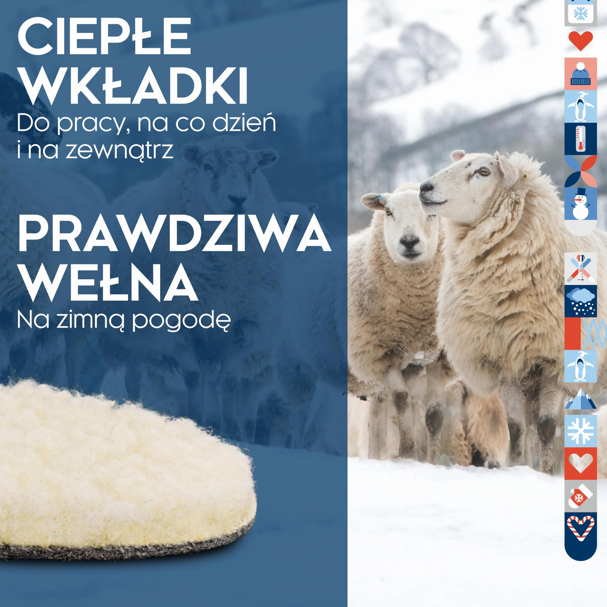 biped 2 pary wełnianych wkładek z wełny jagnięcej i filcu - Bardzo grube, ocieplające wkładki zimowe do butów męskich i damskich z1004(38)