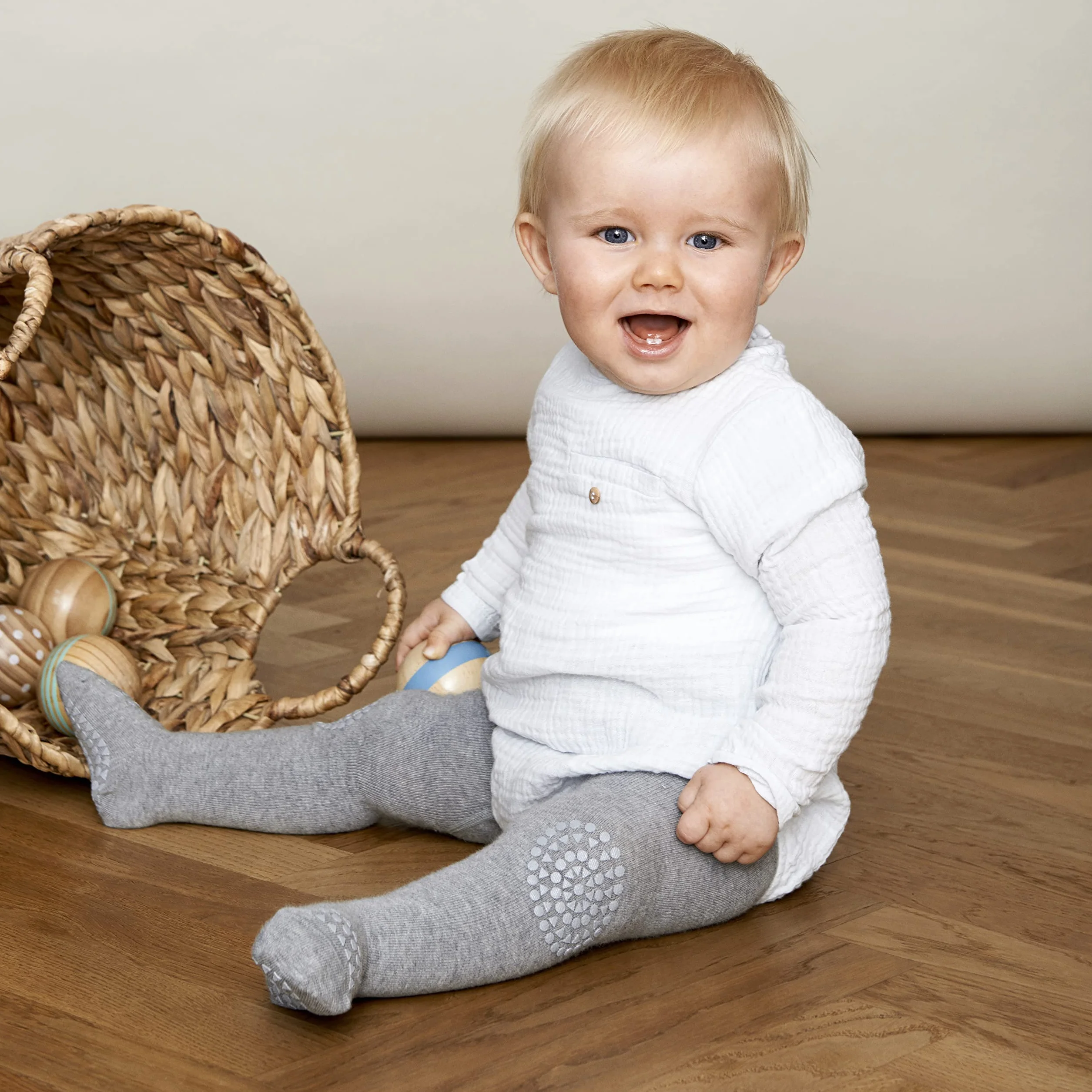 GoBabyGo Oryginalne antypoślizgowe rajstopy do raczkowania dla niemowląt | antypoślizgowe tworzywo ABS dla aktywnych dzieci w wieku raczkowym | stretch bawełniany | 6 – 12 m i 12 – 18 m | 11 kolorów