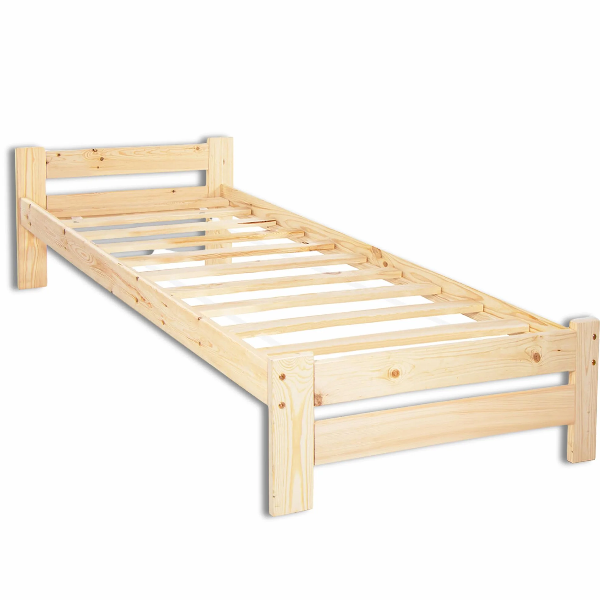 SPRINGOS Łóżko pojedyncze 200 x 90 cm z litego drewna ze stelażem