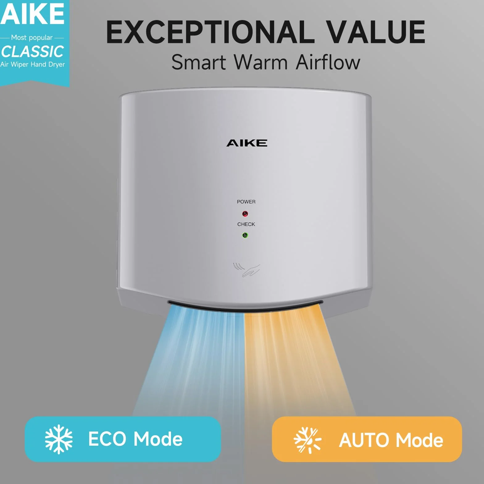 AIKE Air Wiper kompaktowa suszarka do rąk 1400 W 220 V bezdotykowa AK2630S srebrna