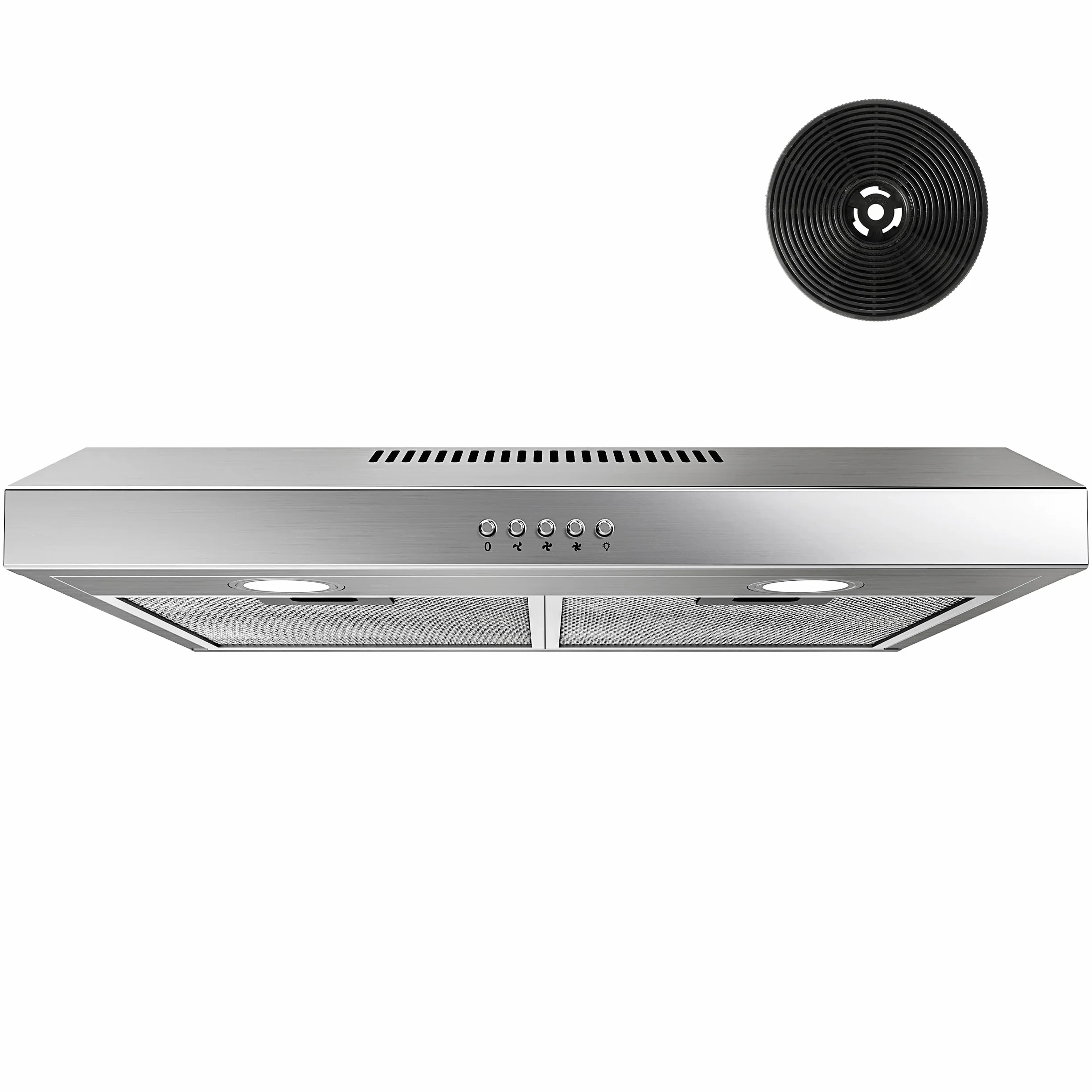 FIREGAS Okap kuchenny 60 cm, z diodami LED, 3 poziomy mocy, wydajny okap kuchenny z silnikiem bezszczotkowym, w zestawie filtr przeciwtłuszczowy i filtr węglowy