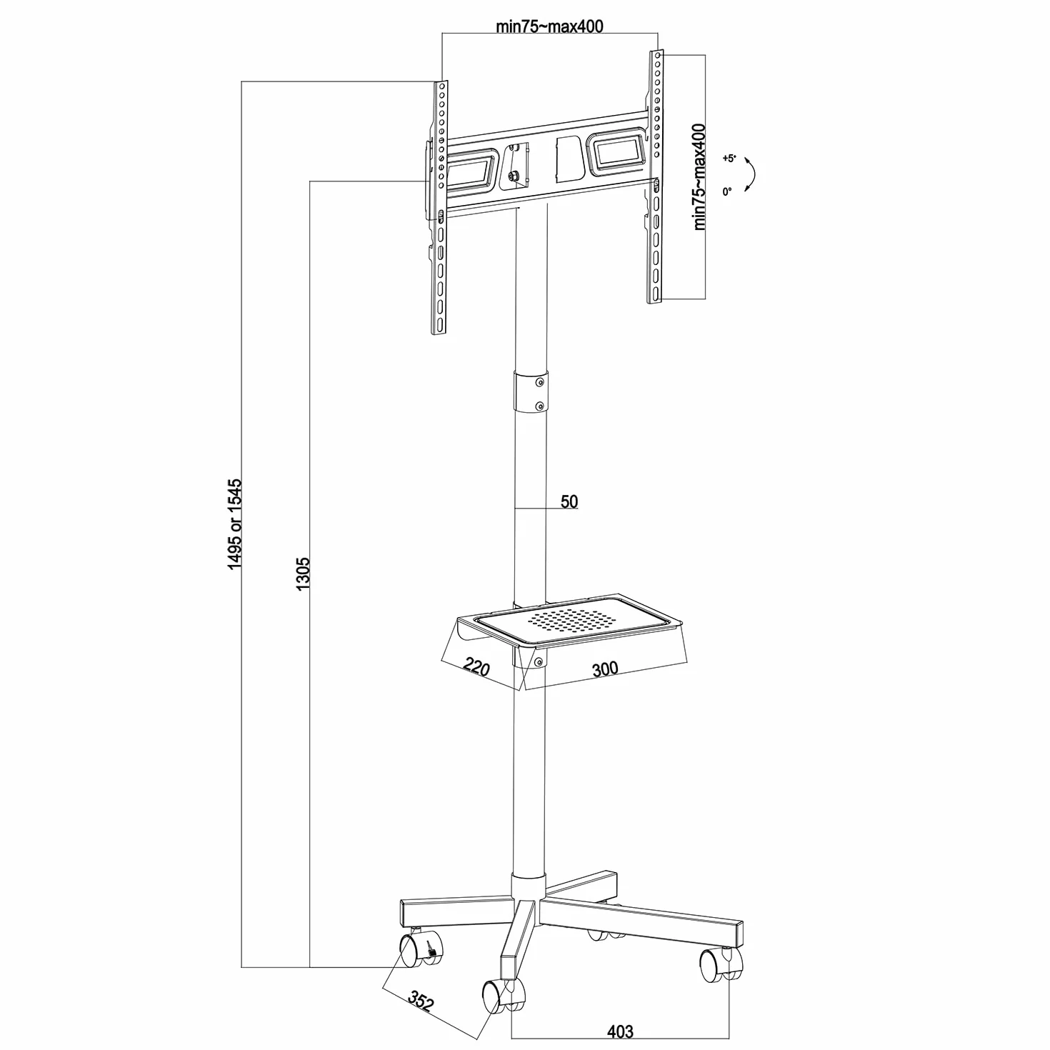 Maclean MC-949 Stand Wózek do TV 32-55" VESA 400x400 25kg