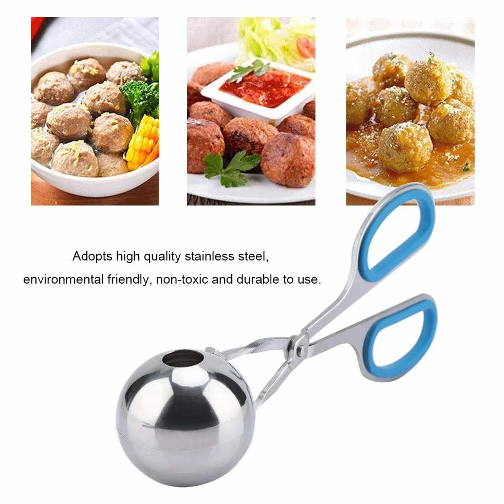 Meatball Non-Stick Cookie Scoop Edelstahl Eiszangen Reisbällchen (blau)