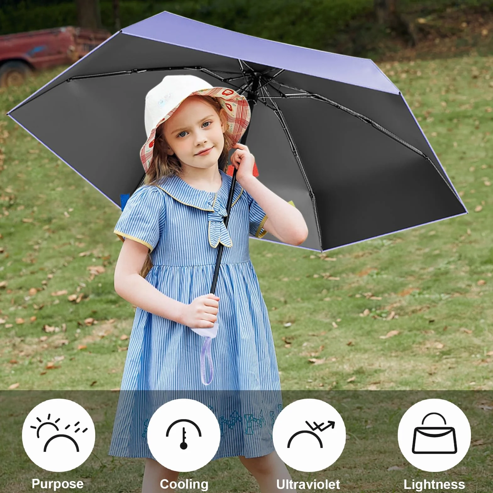 Parasol mini przenośny kompaktowy na deszcz ochrona przed słońcem